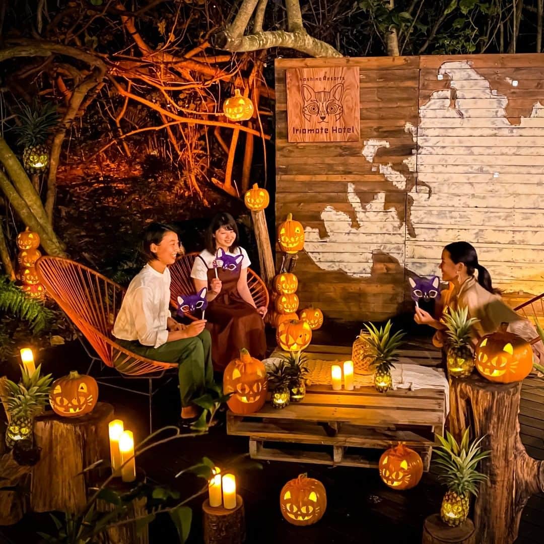 のインスタグラム：「【星野リゾートのご当地ハロウィンイベント】 イリオモテヤマネコをテーマにした「ヤマネコハロウィン」  [Hoshino Resorts Halloween Event Series] Iriomote Wildcat themed "Yamaneko Halloween"  西表石垣国立公園に位置するリゾート「星野リゾート 西表島ホテル」では、2020 年 10 月 1 日から 31 日の期間、イリオモテヤマネコをテーマにしたイベント「ヤマネコハロウィン」を開催します。施設内のジャングルにいるような気分になるパブリックスペース「ジャングル Kichi」を、ヤマネコの顔をモチーフにしたジャックオーランタンやパイナップルで作ったジャックオーランタンなどで装飾します。  その他、「ジャングル Kichi」には、イリオモテヤマネコの仮面制作コーナーを用意。完成した仮面で仮装をお楽しみください。ビュッフェレストランでは、魔女の帽子やネコの目、耳の形にしたクッキーやチョコレートなど、アイスクリームのデコレーションアイテムがあり、ハロウィンイベントを盛り上げます。  #HoshinoResorts #星野リゾート #IriomoteHotel #西表島ホテル #Okinawa #Yaeyamaislands #IriomoteIsland #沖縄 #沖縄県 #八重山諸島 #西表島 #ハロウィン  #halloween #仮装」