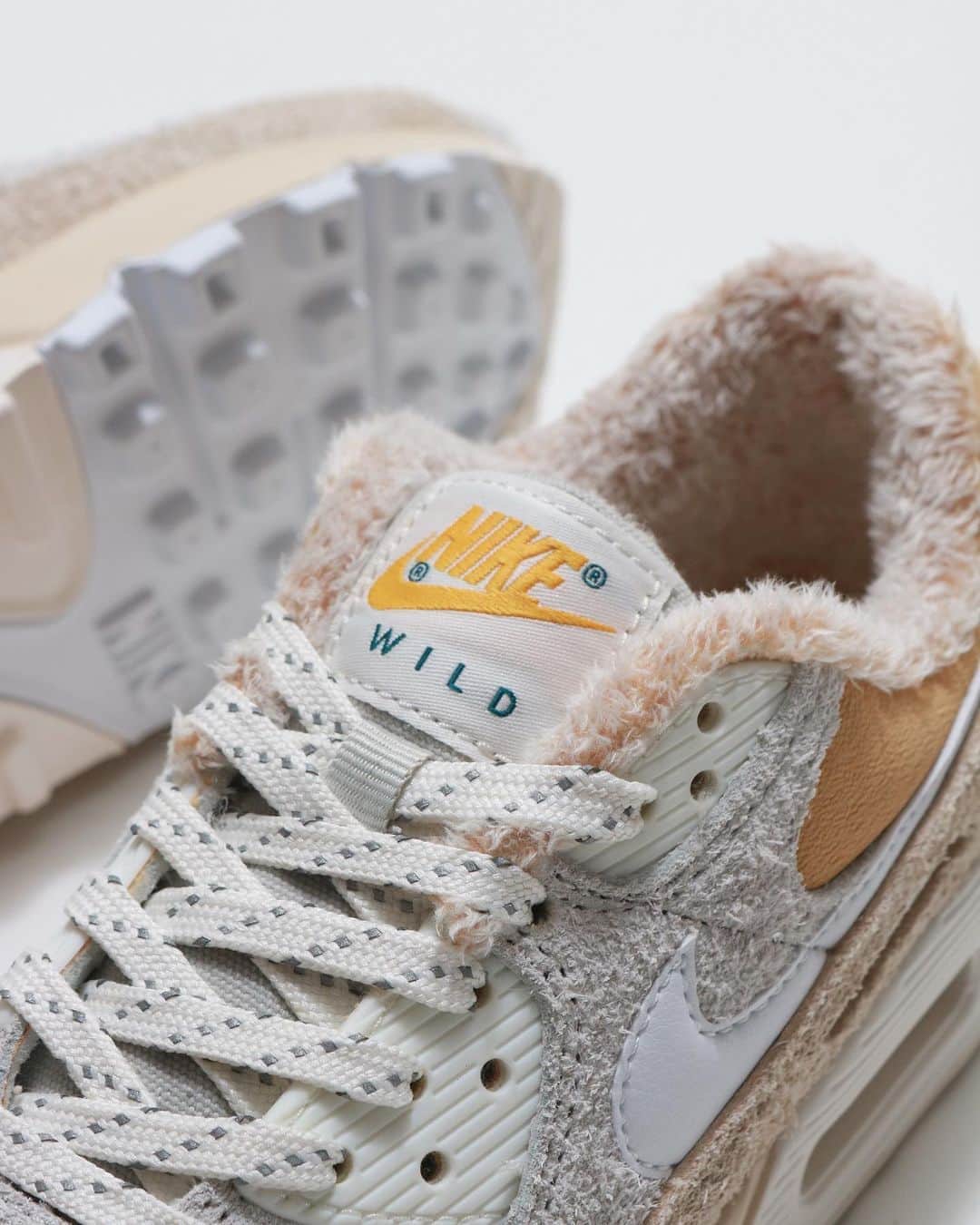 A+Sのインスタグラム：「in store now  ■NIKE WMNS AIR MAX 90 COLOR : SAIL SIZE : 23cm - 25cm PRICE : ¥14,000 (+TAX)  都会にたたずむビル群や建築物からカラーインスピレーションを得て、冬の厳しいコンディションにおいても快適にワイルドに楽しく過ごすことをコンセプトにナイキ ワイルド コレクションとしてデビューしました。カラーはベージュやオフホワイトを基調とした淡いカラーでまとめ、厳しいコンディションに備えインナーにボアを用いています。  Taking color inspiration from the buildings and buildings in the city, we made our debut as the Nike Wild Collection with the concept of being comfortable and wild even in the harsh winter conditions. The color is a light color based on beige and off-white, and a bore is used for the inner to prepare for harsh conditions.  #a_and_s #NIKE #NIKEAIRMAX #NIKEAIRMAX90 #NIKEWILDCOLLECTION」