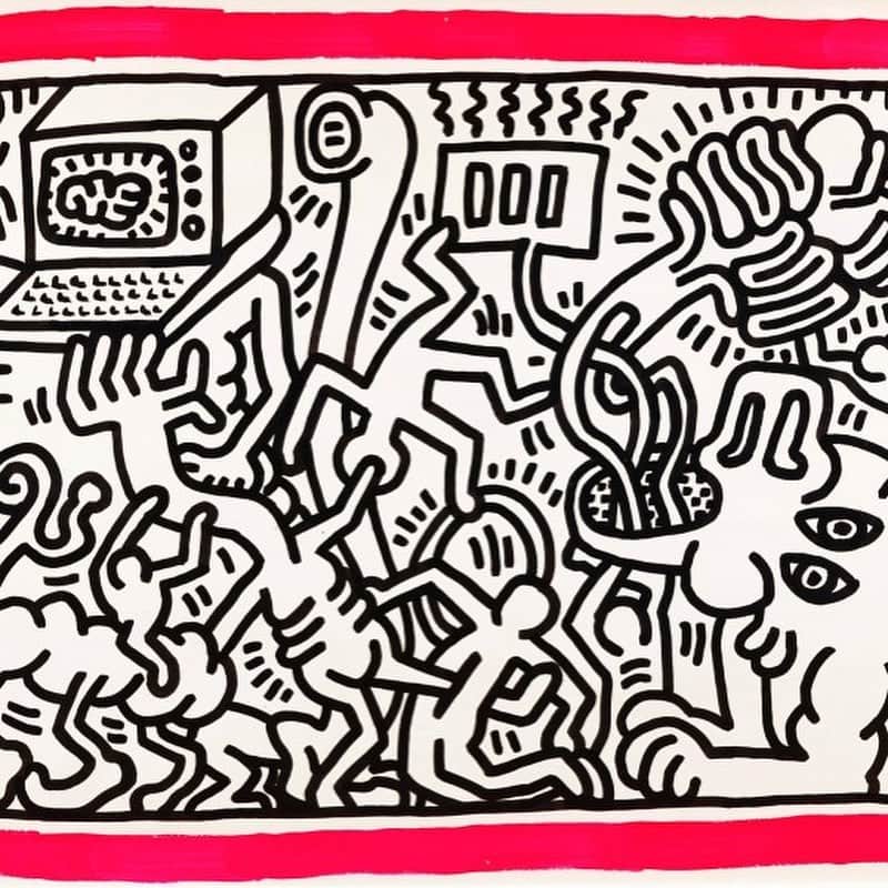 サザビーズさんのインスタグラム写真 - (サザビーズInstagram)「Filled with many of Keith Haring’s most famous figures, this wild canvas is replete with limbs, bodies and brains, all morphing and meshing together into one riotous scene! Swipe 👉 to hear from specialist @michaelbouhanna.  Speaking about the works he created in this year, Haring said: “in ’84, I had started doing these really detailed, almost surreal, scary monster paintings that had all these weird configurations. They were combinations of science fiction and this strange nuclear aftermath”.  The work is currently up for auction online as part of our Contemporary Art Day sale, open for bidding until October 22. Click the link in bio for more!  📸 Keith Haring  #SothebysContemporary #KeithHaring #contemporaryart」10月19日 22時19分 - sothebys