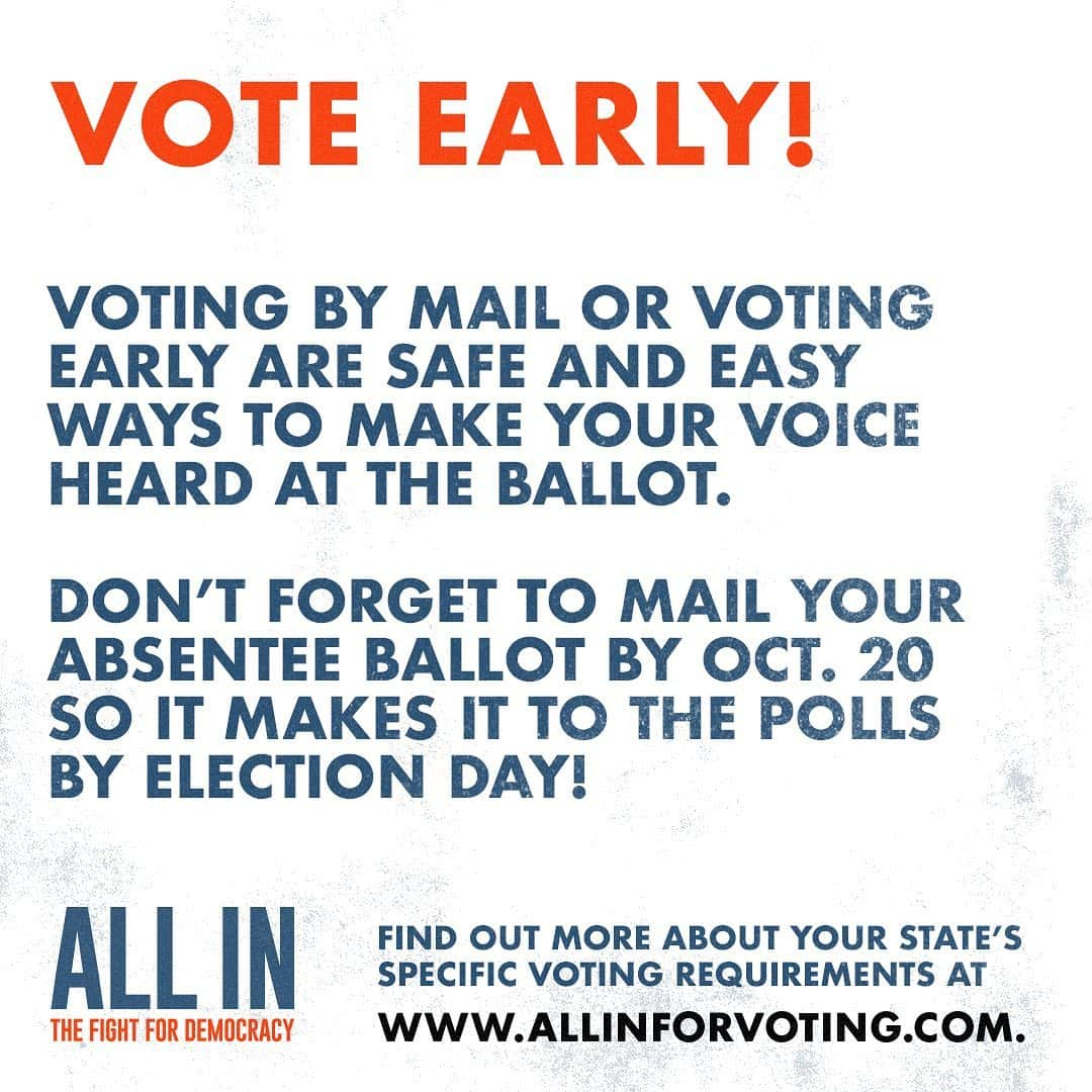 グラント・ガスティンのインスタグラム：「Virginia, if  you’re voting by mail, please be sure to mail back your ballot no later than October 20th. You can also drop your ballot off at a secure drop box. Make a plan and check out your options at www.allinforvoting.com #AllInForVoting」