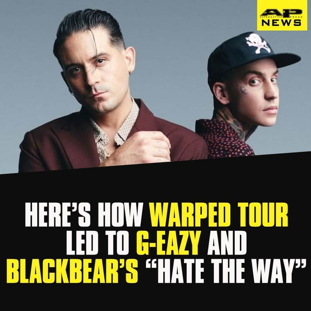 Alternative Pressさんのインスタグラム写真 - (Alternative PressInstagram)「LISTEN: Here’s how one eventful day on the @VansWarpedTour led to @G_Eazy and @bear’s longtime friendship and various collabs including their latest single “Hate The Way”⁠ LINK IN BIO⁠ .⁠ .⁠ .⁠ #geazy #blackbear #warpedtour #vanswarpedtour #hatetheway #altpress #alternativepress」10月20日 9時01分 - altpress