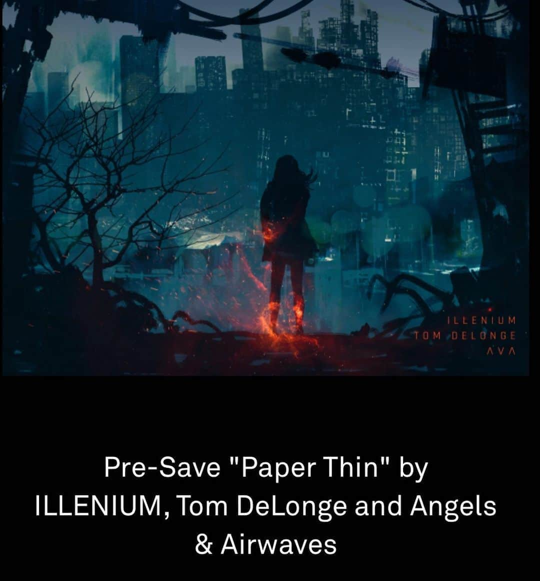 トム・デロングさんのインスタグラム写真 - (トム・デロングInstagram)「@ILLENIUM X @tomdelonge / @angelsandairwaves  “Paper Thin" - out October 23rd  Pre-Save: link in bio」10月20日 1時09分 - tomdelonge