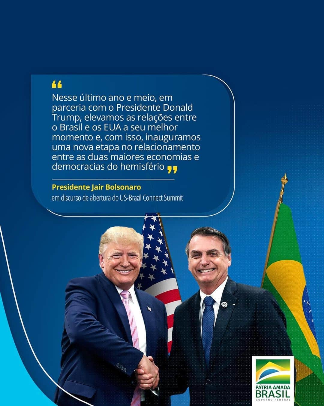 ジルマ・ルセフさんのインスタグラム写真 - (ジルマ・ルセフInstagram)「O Presidente Jair Bolsonaro participou, nesta segunda-feira (19), da abertura do US-Brazil Connect Summit. Ao falar para representantes do Conselho Empresarial Brasil-EUA, lembrou que a relação entre os dois países está em seu melhor momento.  “A prioridade que o Brasil confere a essa relação é clara e sincera. Desde o início de meu Governo, visitei os EUA em quatro oportunidades. Além disso, nossos ministros têm trabalhado em ritmo acelerado em busca de resultados que contribuam para a prosperidade de nossos países".」10月20日 1時43分 - presidenciadobrasil