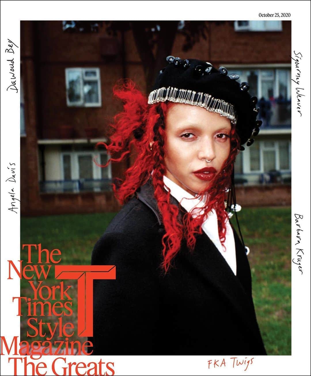のインスタグラム：「thank you @tmagazine for including me in the 2020 greats issue <3  written by emily j. lordi photographed by @lizjohnsonartur styling @sarrjamois mua @lucyburt1 hair @rio_hair nails @sylviemacmillan.nails production @yasserhc」