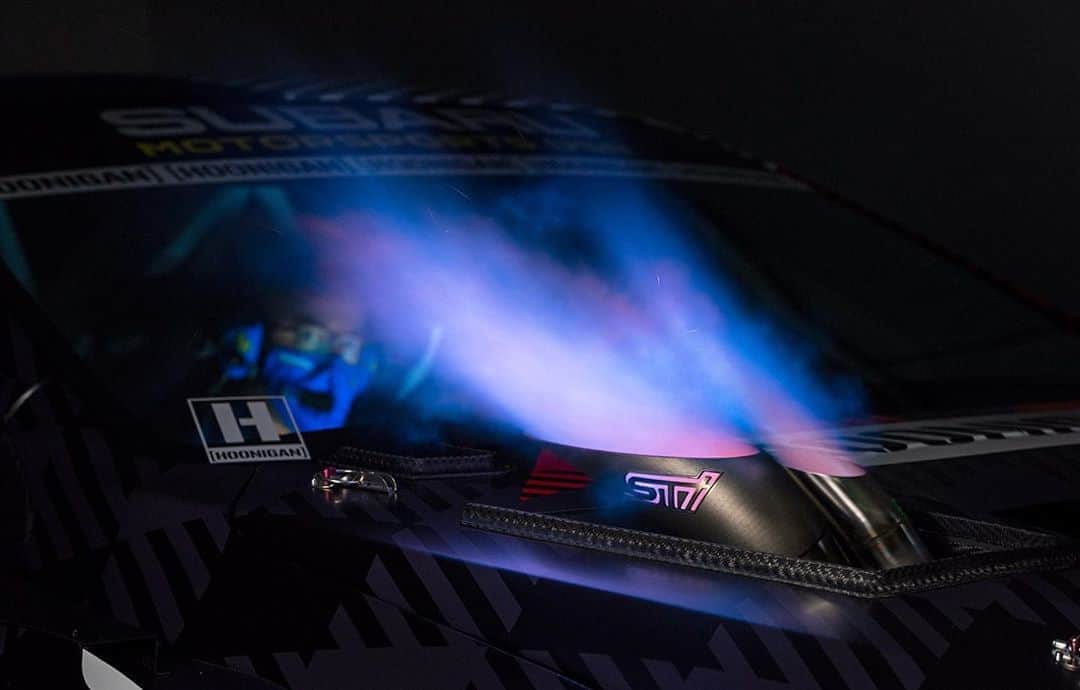 のインスタグラム：「Livery reveal TOMORROW and it’s 🔥🔥🔥🤯 #Repost @thehoonigans  ・・・ Sneak peek of @TravisPastrana’s all-new Gymkhana livery… and a little extra sauce on top. Launching right here TOMORROW, October 20th. #BacktoSubaru   #subaru#wrx#sti#199subaru#gymkhana#travispastrana」