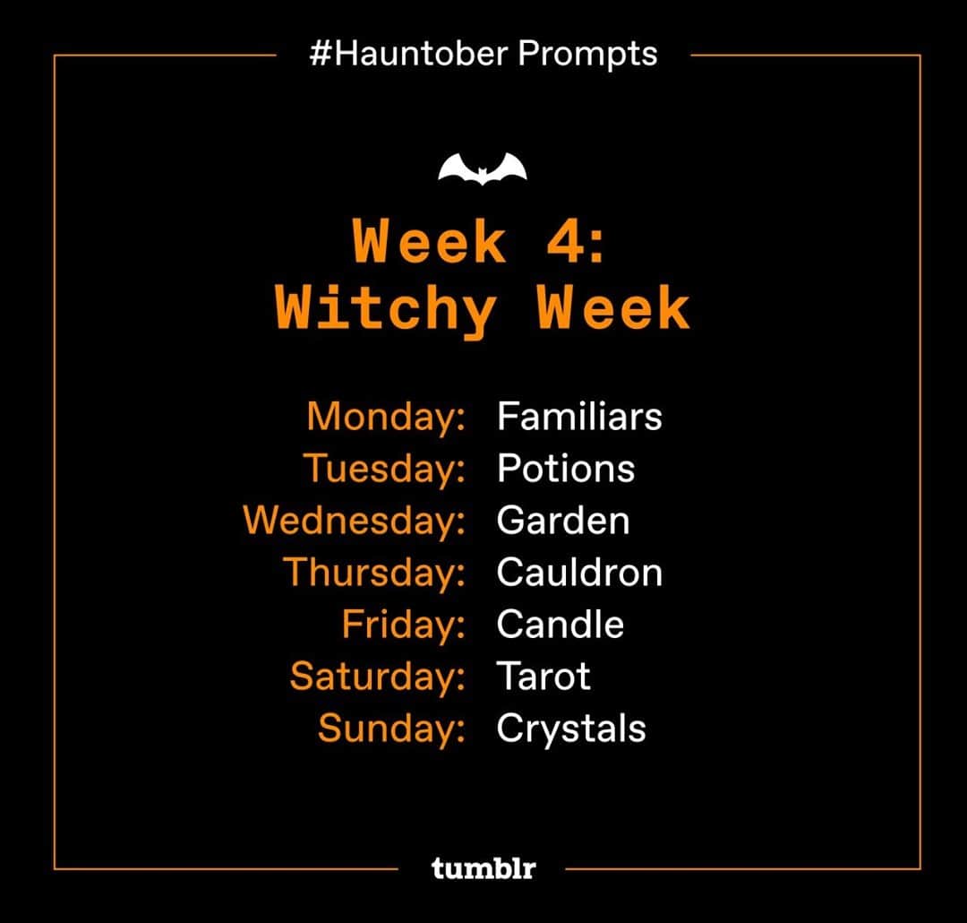 のインスタグラム：「This week’s prompts go out to all you hags and crones 🔮 We want to see all of your enchanting creations all week, so be sure to use the #Hauntober tag! Check out our link in bio for more prompts and info.⁠ ⁠ #halloween #witchy #prompts」