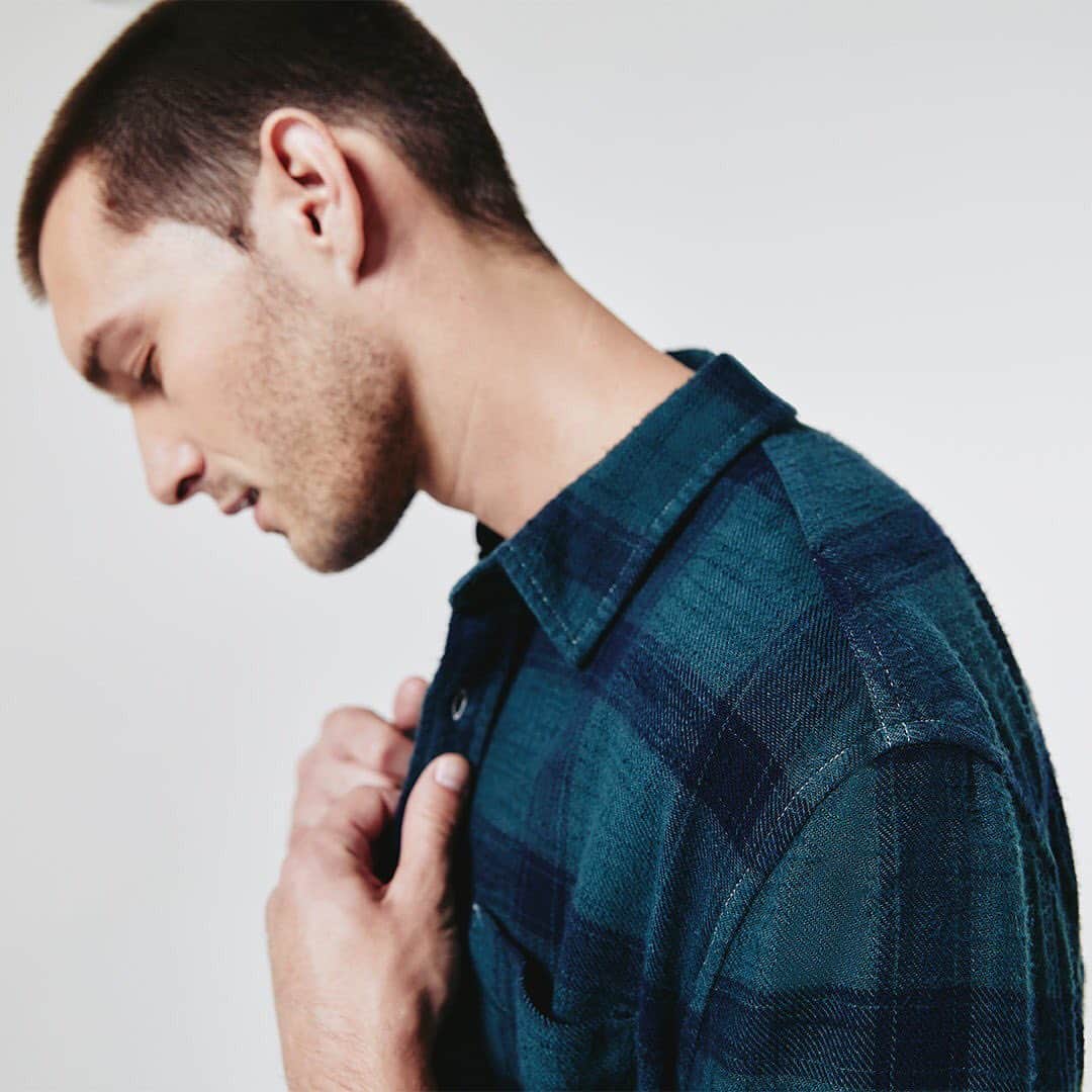 アドリアーノゴールドシュミットのインスタグラム：「Clad in plaid. The Colton Shirt is a familiar nod to the classic vintage plaid from workwear’s past, now available in tinted blue and rich verdure.」