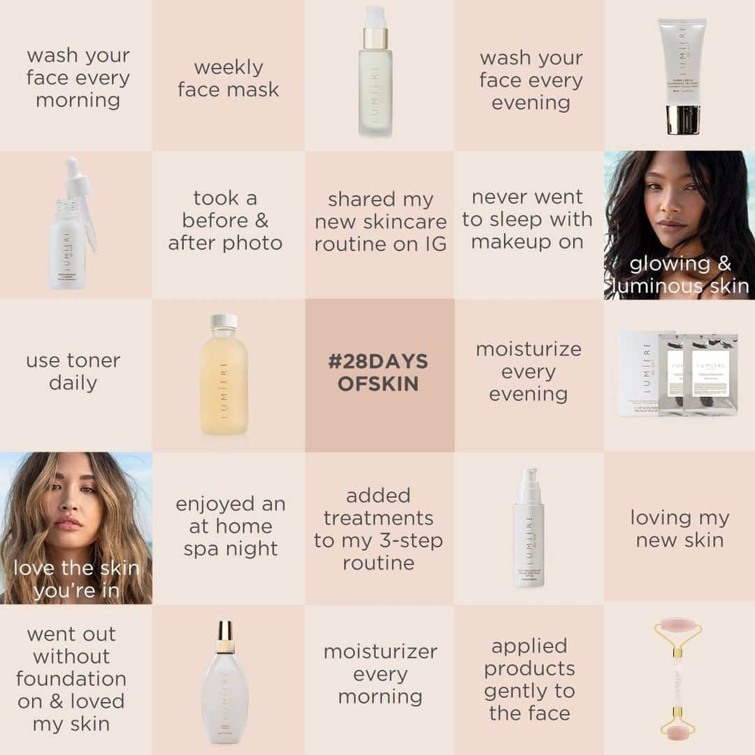 Motives Cosmeticsさんのインスタグラム写真 - (Motives CosmeticsInstagram)「Let’s play #28DAYSOFSKIN BINGO!  Comment and let us know if you have 5 in a row?! Screenshot and add to your IG stories & and see how many boxes you can check✔️ off.  . . . . . #lumieredevie #skincare #skinisin #beauty #naturalskin #naturalbeauty #lumiere #LDV #glowingskin #skincaretip #skintip #healthyskin #skincareroutine #skinroutine #motivescosmetics #skincarechallenge  #skincarebingo」10月20日 5時00分 - motivescosmetics