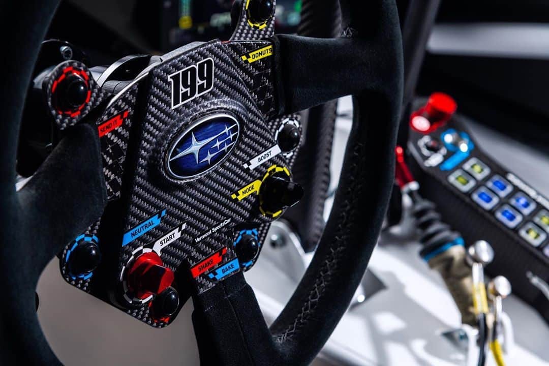 のインスタグラム：「Which button would you press first? 🔴🟡🔵⚫️   #Repost @thehoonigans  ・・・ Sneak peek of @TravisPastrana’s all-new Gymkhana livery… and a little extra sauce on top. Launching right here TOMORROW, October 20th. #BacktoSubaru   #Subaru#wrx#sti#199subaru #travispastrana」