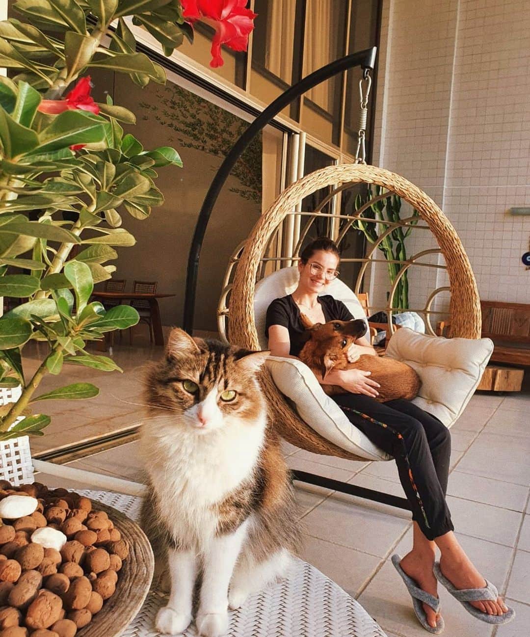 Camila Queirozのインスタグラム：「Eu vejo essa foto e sinto que ela fala tanto sobre mim. Cara lavada, roupas confortáveis, natureza, por do sol, casinha, minhas meninas, foto dele... Registro do fim de tarde de um Domingo com amor 🌅✨❤️🙏🏼」