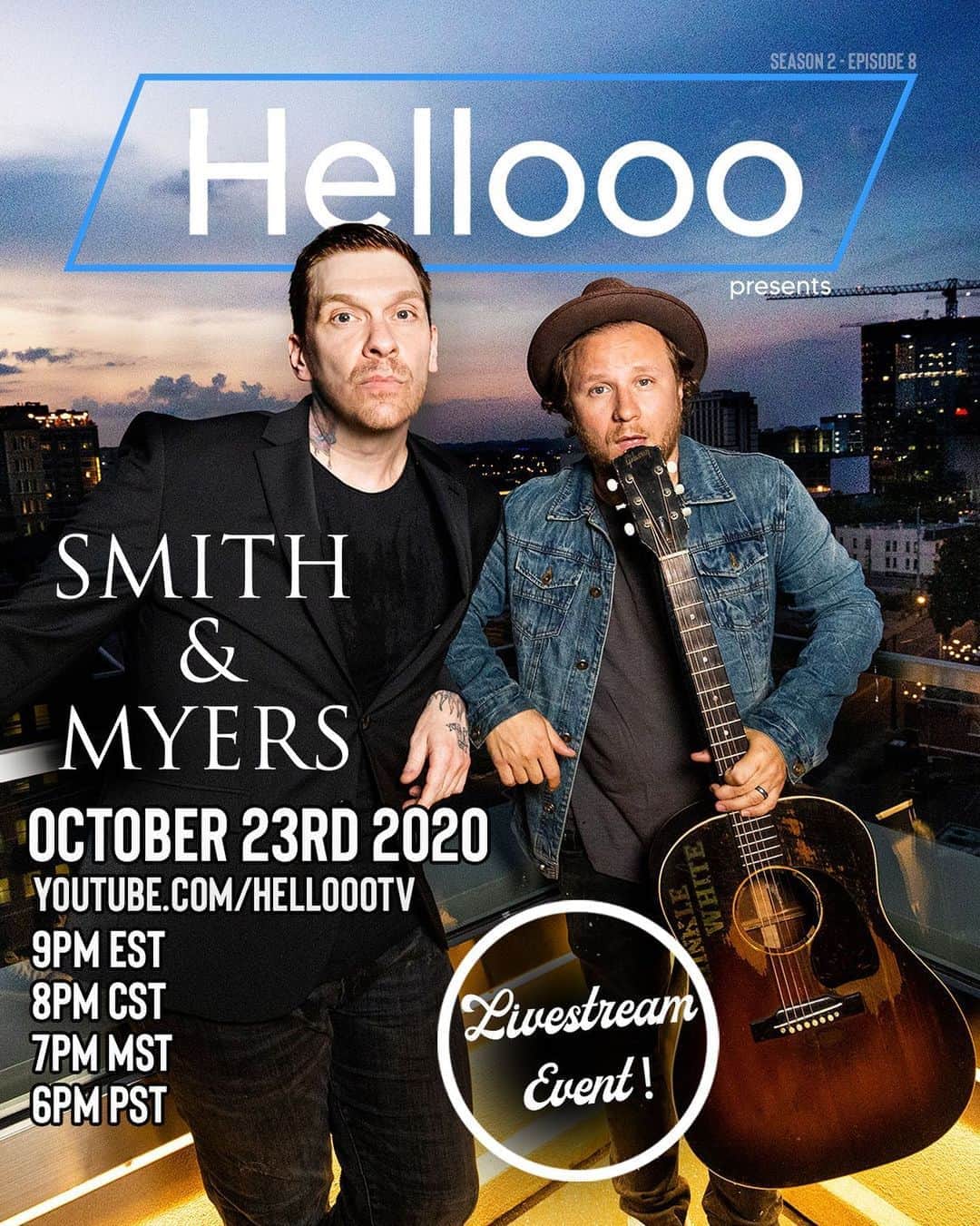 Shinedownさんのインスタグラム写真 - (ShinedownInstagram)「@smithandmyersofficial here... we are celebrating our new album release ⟁ SMITH & MYERS VOLUME 2 ⟁ with a special livestream performance from Hellooo TV studios this Friday 10/23 at 9PM EST at YouTube.com/Helloootv!  Subscribe to helloootv on YouTube & give them a follow on IG & FB [Facebook.com/helloootv].」10月20日 7時03分 - shinedown