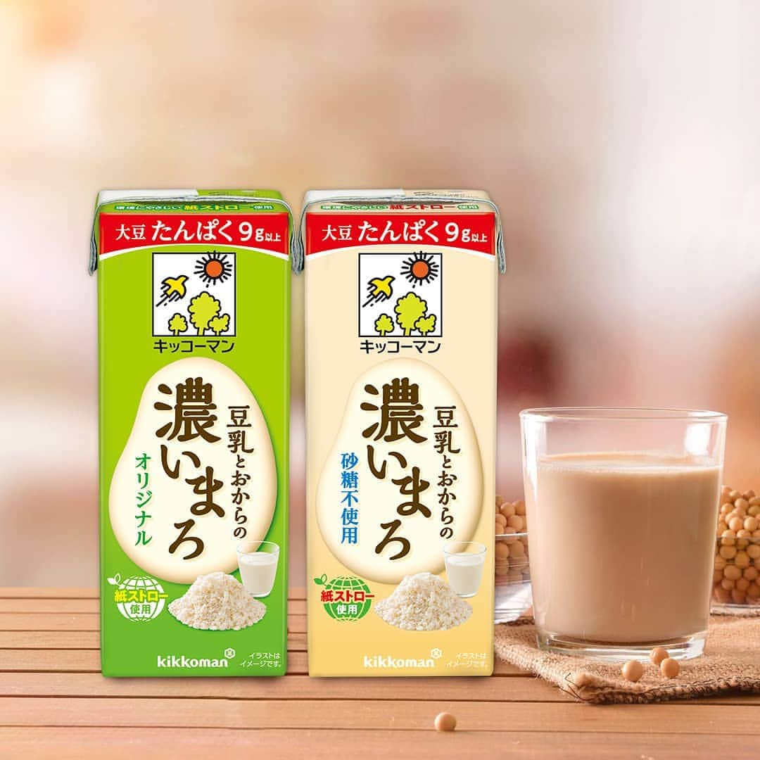 キッコーマン 朝の豆乳習慣キャンペーン公式のインスタグラム：「新しい飲料の仲間入り📢✨⁣ #濃いまろ 本日よりエリア限定で新発売！⁣ ⁣ すりつぶしたおからを豆乳に混ぜ込んだ大豆好きにはたまらない2種類😋⁣ ⁣ きび糖でほんのり甘い「豆乳とおからの濃いまろ オリジナル 200ml」⁣ 大豆の風味ひろがる「豆乳とおからの濃いまろ 砂糖不使用 200ml」⁣ 大豆たんぱく質はなんと9g以上入ってます💪✨⁣ ⁣ セブン-イレブン・ジャパン（関東1都5県）で購入できます🏪⁣ 新感覚の濃いまろぜひ楽しんでください！⁣ ⁣ #キッコーマン #キッコーマン豆乳 #ホッ豆乳 #豆乳 #soymilk #豆乳lover #豆乳部員 #豆乳飲む人と繋がりたい #秋豆乳 #冬豆乳 #濃厚 #おから #新登場 #セブンイレブン #コンビニ」