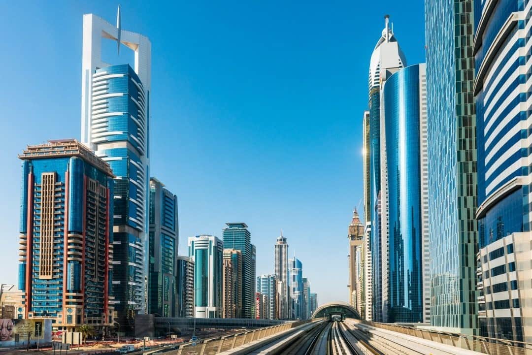 National Geographic Travelさんのインスタグラム写真 - (National Geographic TravelInstagram)「Photo by @michaelclarkphoto / Skyscrapers stand on either side of the rail line running through the financial district in Dubai, United Arab Emirates. #uae #dubai #unitedarabemirates」10月20日 11時34分 - natgeotravel