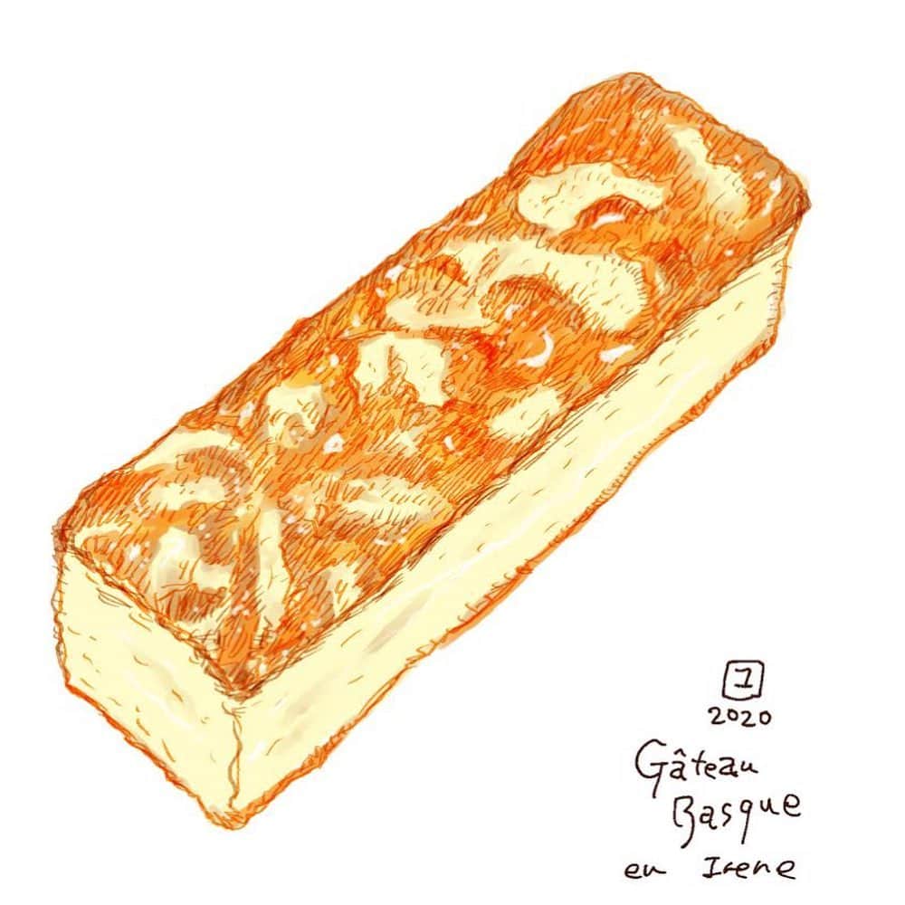 カワハラユキコのインスタグラム：「【ガトーバスク/gateau basque】 🇪🇸 スイーツより酒つまみ派なので、全っ然スイーツに詳しくないのです。 そんな私が最近知ったのがこれ。スペインごはん祭の協賛店のひとつとしてお世話になった中野の @restauranteirene さんで食べた「ガトーバスク」。 ・ パイ生地っぽいもの(追記 アーモンドベースの生地なんだって)でカスタードクリームを挟んだこの焼き菓子はバスク地方の伝統郷土菓子で、バスクチーズケーキと同じくらい有名なんだとか。知らなかった！このお店のは甘さ控えめでおいしかったなあ。。バスクチーズケーキより手が込んでるし、出してるお店も少ないので、見つけたときはぜひオススメ。 ・ てなわけで、スペイン祭の最終日に小杉湯となり仲間とこちら伺いましてガッツリ堪能してきました。 ここの料理は、地に足がどっしりついた、しみじみとおいしい郷土料理。ご主人が「うちの料理は、茶色くてインスタばえしないんです」と以前おっしゃってたけど🤣、この赤茶色の料理たち、ホントにおいしいのです。派手じゃないけど、じわっとくる味。どこでも食べられるトルティージャも一味違う。トルティージャかなーり食べてきたけど、歴代ランキング上位だなあ。スイーツ盛り合わせまで堪能しました！ごちそうさまでした。 🇪🇸 書籍「オラ！スペイン旅ごはん」発売中。プロフィールのリンクからamazonページに飛べます 🇪🇸 I ate Gateau Basque for the first time at the restaurant "irene" in Nakano.  This is a famous local sweet in Basque.  it was so good😍 🇪🇸 #スペインごはん祭 #スペイン  #スペイン料理  #スペイン語  #食べ物グラム #spain #foodie #食いしん坊 #スペインごはん #中野 #ガトーバスク」