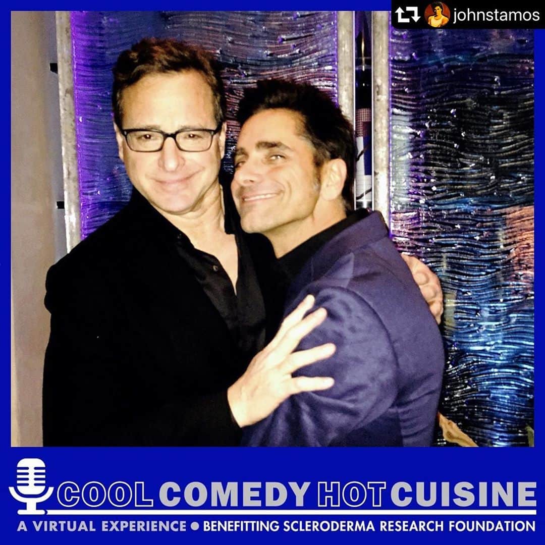 ボブ・サゲットのインスタグラム：「John, can’t believe you posted this. Love you so much. You crushed at the very end and closed with astonishing humor and love. Thank you so much. And people can still see it if they missed it at: youtube.com/srfcure - Thanks for helping me all these years to fight this disease that took my sister Gay’s life. 💙 • • • repost @johnstamos ・・・ 1,100,000 $$. Wow! So proud to help my brother @bobsaget out LAST NIGHT #coolcomedyhotcuisine benefit to find a cure @srfcure.  Thank you to everyone who helped out XO」