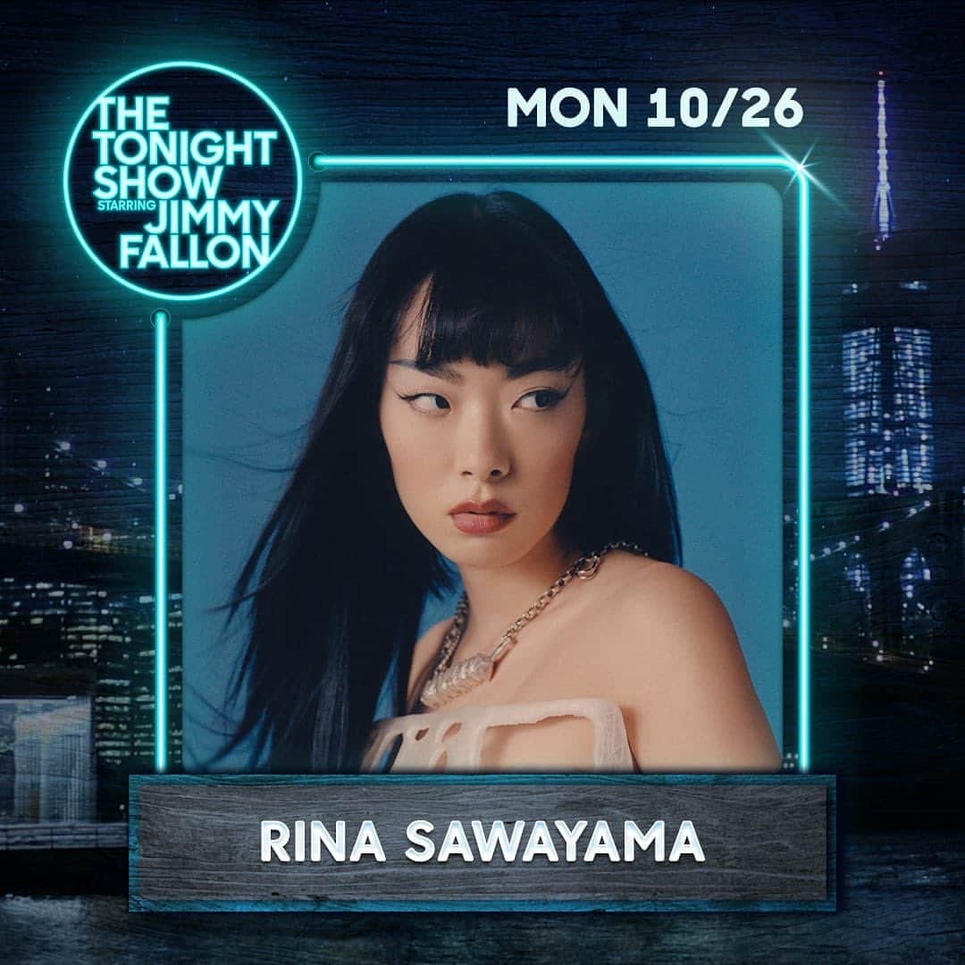 リナ・サワヤマのインスタグラム：「screaming !!!!!!!!!! making my worldwide TV debut on @fallontonight NEXT MONDAY 26/10 🥺 which song from SAWAYAMA do u think I’ll be performing ???」