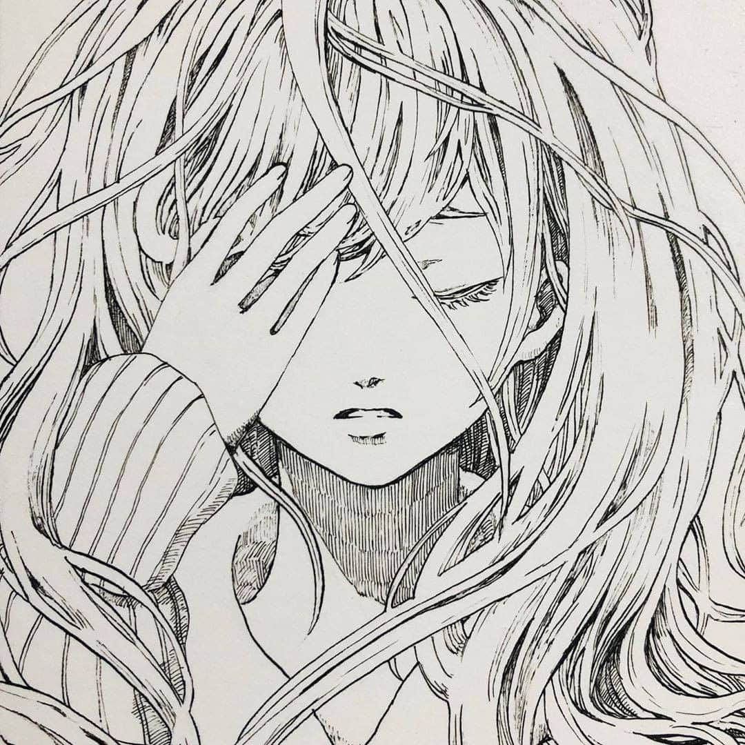 Kuretakeさんのインスタグラム写真 - (KuretakeInstagram)「インクトーバー Day 19 「眩暈」 少女の髪のゆらぎ、首元の影からまつ毛まで 美しく繊細に描かれていてはっとしてしまいます🧚‍♀️✨  Inktober Day 19 ”DIZZY” You can draw subtle line with this quick drying black ink✍️  Art by: @ibsukionsen  Made with: ZIG Cartoonist BLACK INK 20ml   #kuretake_inktober #kuretake #kuretakezig #呉竹 #インクトーバー #インクトーバー2020 #inktober #inktober2020 #blackandwhite #blackandwhiteart #sumi #墨 #kuretakeinktober #inktober2020dizzy  #inktoberday19 #blackink #zigcartoonistblackink」10月20日 16時00分 - kuretakejapan