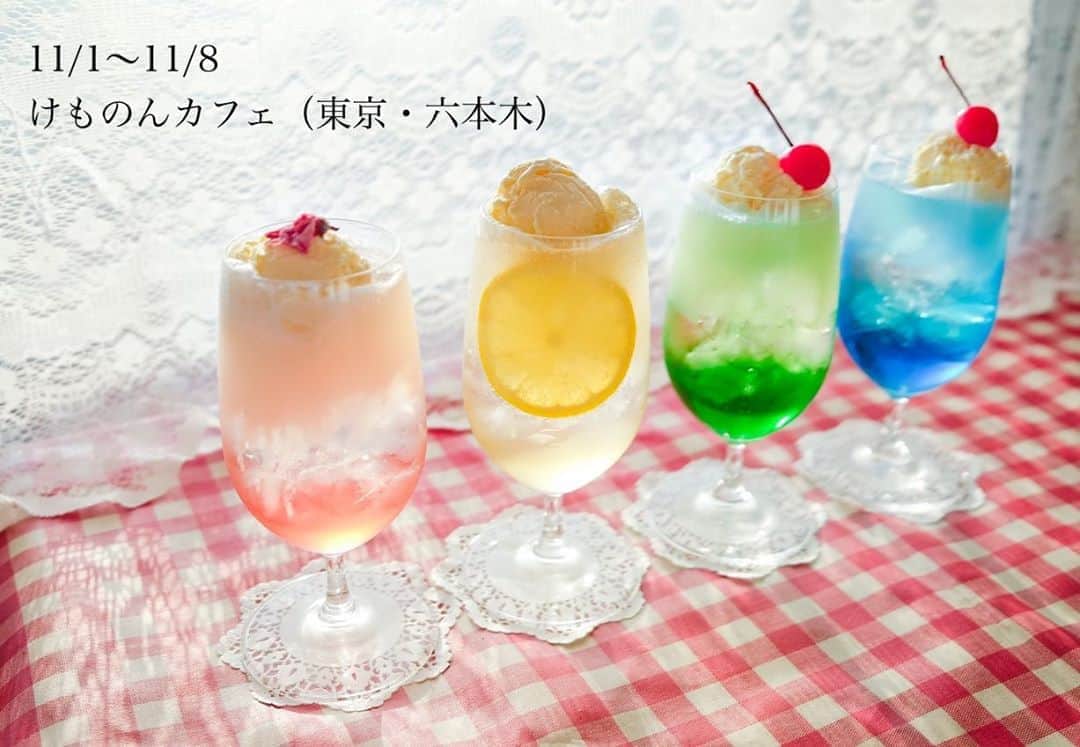 熊乃あいのインスタグラム：「けものんカフェ東京のイベント開催に向け、今日はメニュー撮影でした♡ ． クリームソーダは全4種類 ．  🍒 🍒 🍒  ． けものんカフェ（東京・六本木） 11/1〜11/8 （11/4休） 12:00-18:00  東京都港区六本木3-8-3 ※Googleマップで見るとフランス坂と書かれた階段を登った所にある白い壁のお店になります。（夜はバーの為、営業が異なります）  2枚目写真が場所になります  #けものんカフェ#クリームソーダ #限定イベント #鹿カチューシャ #隠れ家カフェ #カフェ #カフェ巡り #カフェ好き #カフェ活 #カフェ部 #カフェ大好き #グルメ #東京グルメ #グルメ好きな人と繋がりたい #グルメ女子 #グルメ巡り #グルメ好き #スイーツ #スイーツ巡り #スイーツ女子 #東京カフェ #東京カフェ巡り #東京カフェ部 #cafe」