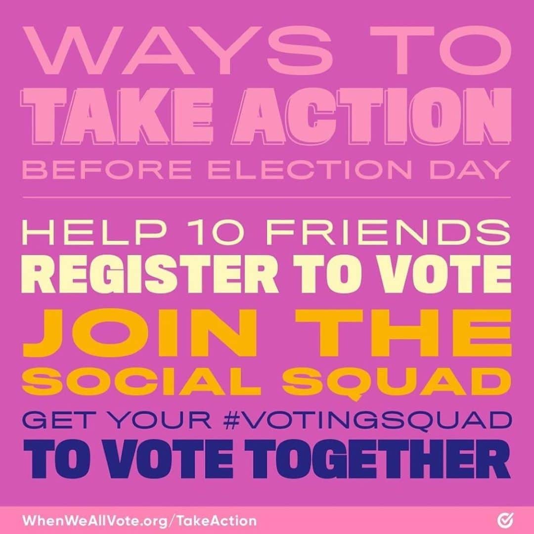 のインスタグラム：「Repost from @whenweallvote • Don’t wake up in two weeks wishing you did more.   Click the link in our bio to take action.✨」