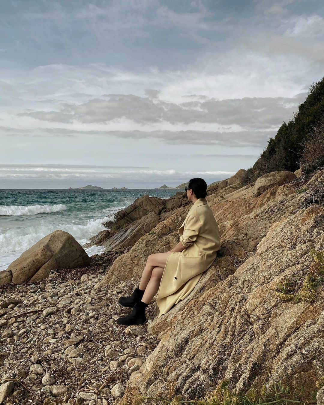 ギャランス・ドレのインスタグラム：「The beautiful season where one day is winter and the next is summer. I’m at home in Corsica, a great place to pause, reflect, and write... . This is part of a series of photos I did for @bally about their great new boot, the #ballycurling  . #curatedbycabana #astepahead #ballycollective」