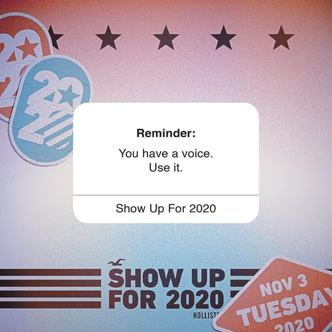 Hollister Co.さんのインスタグラム写真 - (Hollister Co.Instagram)「Whether you plan to vote early, by mail or in-person on Election Day, make sure your voice is heard. To get started, take a look at the first-time voter guide created by @thecramm by using the link in our bio. Reminder: your voice matters whether or not you’re of voting age, make it heard.」10月20日 21時44分 - hollister