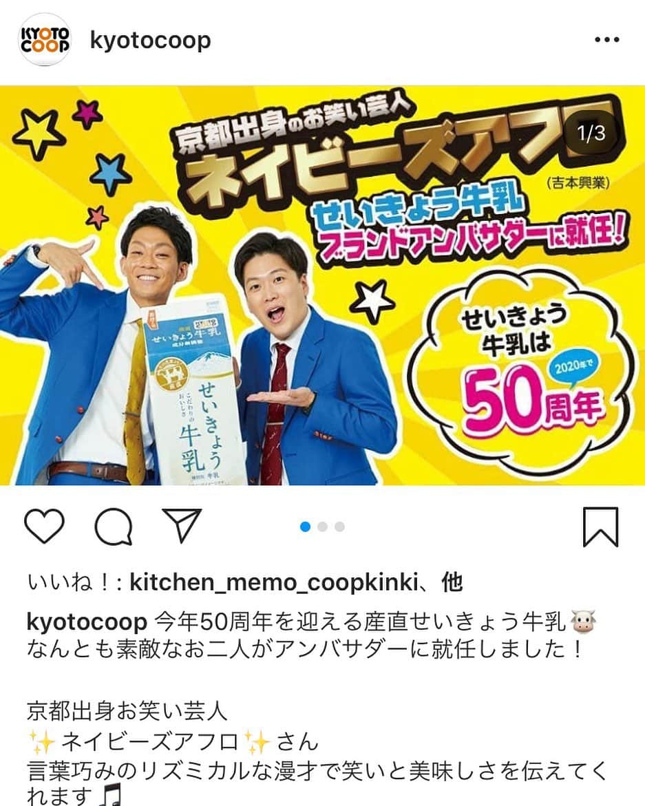 羽尻紘規のインスタグラム：「京都生協さんのせいきょう牛乳のアンバサダーに就任させてもらいました！ 初アンバサダーです。 がんばさだーです！」