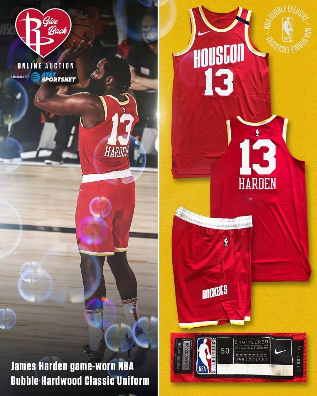 ヒューストン・ロケッツさんのインスタグラム写真 - (ヒューストン・ロケッツInstagram)「𝗥𝗼𝗰𝗸𝗲𝘁𝘀 𝗚𝗶𝘃𝗲 𝗕𝗮𝗰𝗸 𝗔𝘂𝗰𝘁𝗶𝗼𝗻 𝗜𝘁𝗲𝗺 𝗼𝗳 𝘁𝗵𝗲 𝗗𝗮𝘆 ⤵  @jharden13 GAME WORN (2 games) IN "THE BUBBLE" 2019-20 Hardwood Classic Uniform.  Bid Now in the Rockets App to support local COVID-19 relief efforts.」10月20日 23時00分 - houstonrockets