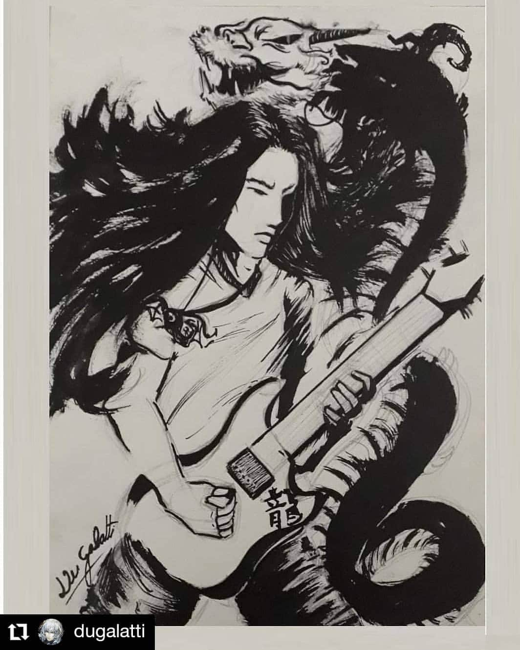 ハーマン・リさんのインスタグラム写真 - (ハーマン・リInstagram)「#Repost @dugalatti • • • • • • Herman Li (Dragonforce) . . . . . @hermanli . . . . . #inktober #inktoberday19  . #art #drawing #ink #nankin #nanquim #desenho #arte #guitar #guitarist #guitarhero #guitarlegend #dragonforce #dragon #dragão #blackandwhite」10月20日 23時22分 - hermanli
