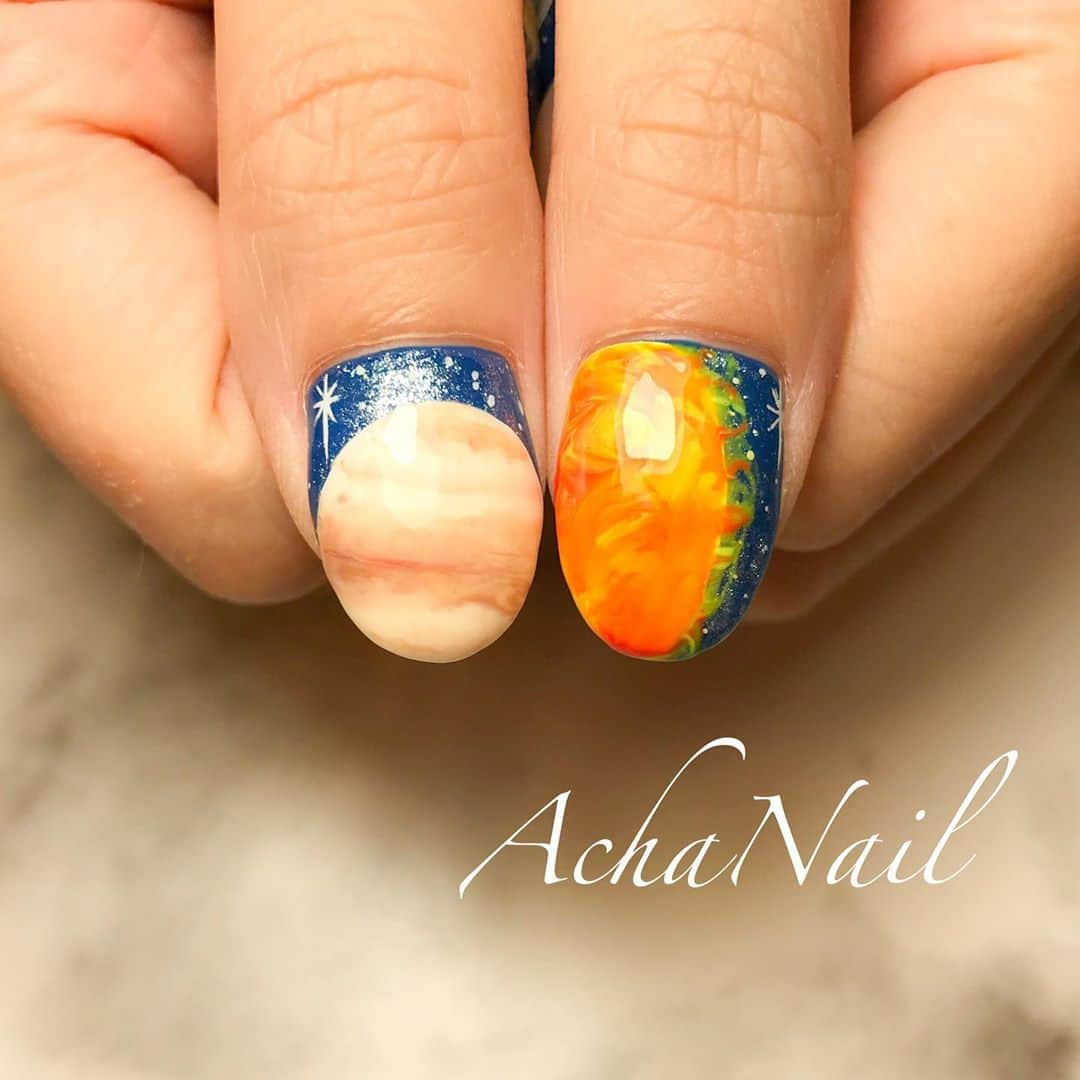 AchaNailさんのインスタグラム写真 - (AchaNailInstagram)「太陽系惑星ネイル💖﻿ ﻿ https://ameblo.jp/acha-nail/entry-12631510618.html﻿ ﻿ #ネイル #ジェルネイル #フィルイン #フィルイン導入サロン #南池袋 #池袋 #池袋ネイルサロン #ネイルデザイン #惑星ネイル #太陽系惑星 #宇宙ネイル #宇宙 #宙ガール #ギャラクシーネイル #天体 #宇宙柄 #水金地火木土天海冥 #Nails #AchaNail #NailStagram #InstaNails #Nailart #JapaneseNailart #NailDesign #Gelnails #kawaii #네일 #日式美甲 #Cosmonails #galaxynails」10月20日 23時35分 - achanail