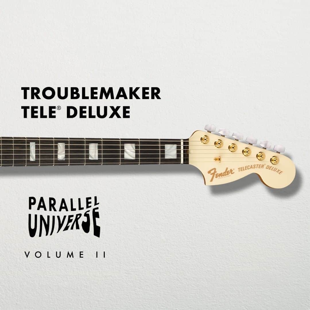 Fender Guitarさんのインスタグラム写真 - (Fender GuitarInstagram)「It takes a big personality to show up in a white tux – and the Parallel Universe Vol II Troublemaker Tele Deluxe has the swagger to pull it off. Featuring a bold Olympic White lacquer finish and gold hardware, mahogany body and electronics customized for unique pickup combinations, the Troublemaker Tele Deluxe is ready to become the life of the party. Learn more via link in bio.」10月21日 1時01分 - fender