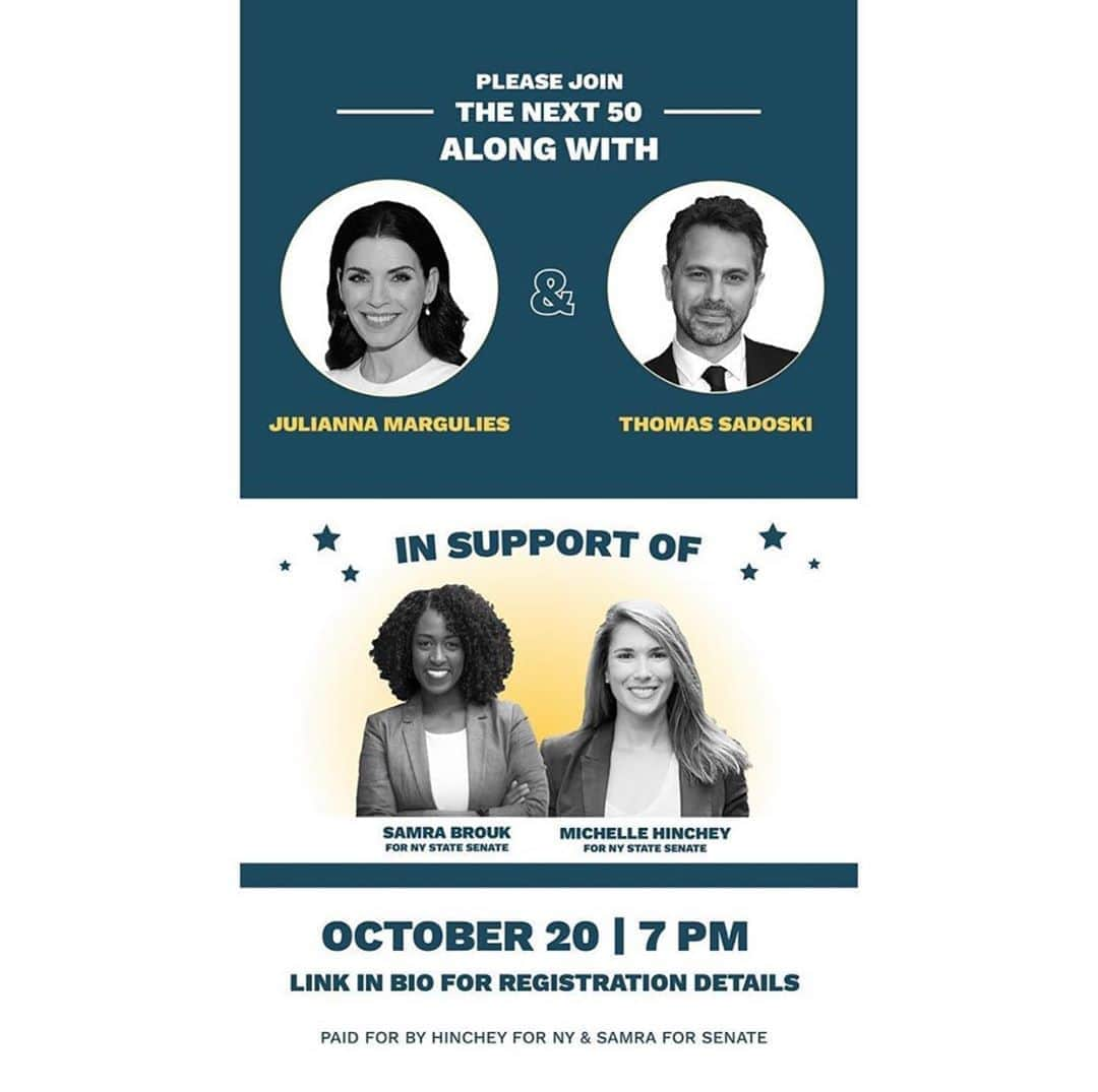 トーマス・サドスキーさんのインスタグラム写真 - (トーマス・サドスキーInstagram)「TONIGHT! 7pm! Please join @juliannamargulies and me as we talk with these two awesome candidates who will be forces in NY politics for years and years to come.  Even if you don’t live in the districts, join us and feel some hope that the future of our country is in the hands of these incredible young leaders! Link in bio!」10月21日 1時13分 - thomas_sadoski