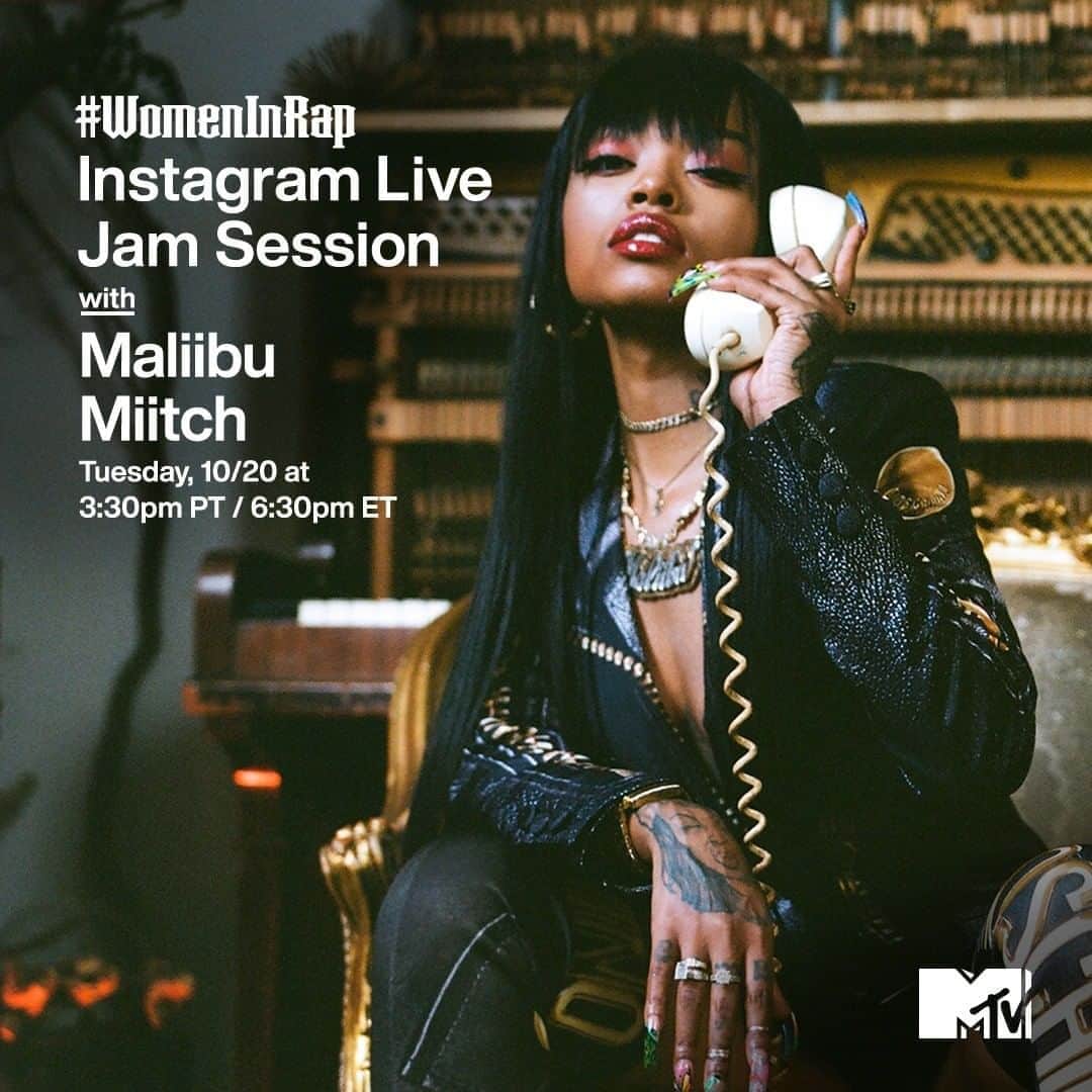 のインスタグラム：「I know that a #WomenInRap jam session with @maliibumiitch is BOUND to be fun 💫 See ya there at 3:30pm PT / 6:30pm ET on my Instagram Live!」