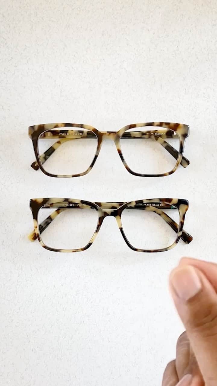 Warby Parkerのインスタグラム：「Looking for wider frames? 🧐 You’ve come to the right place! We’ve just added more wide and extra-wide frames to our assortment, including Hughes wide in Marzipan Tortoise, Daisy wide in Tea Rose Fade, Haskell wide in Crystal, Whalen wide in Acorn Tortoise, Haskell wide in Whiskey Tortoise, Durand wide in Rose Water, and Percey extra wide in Striped Sassafras 👓」