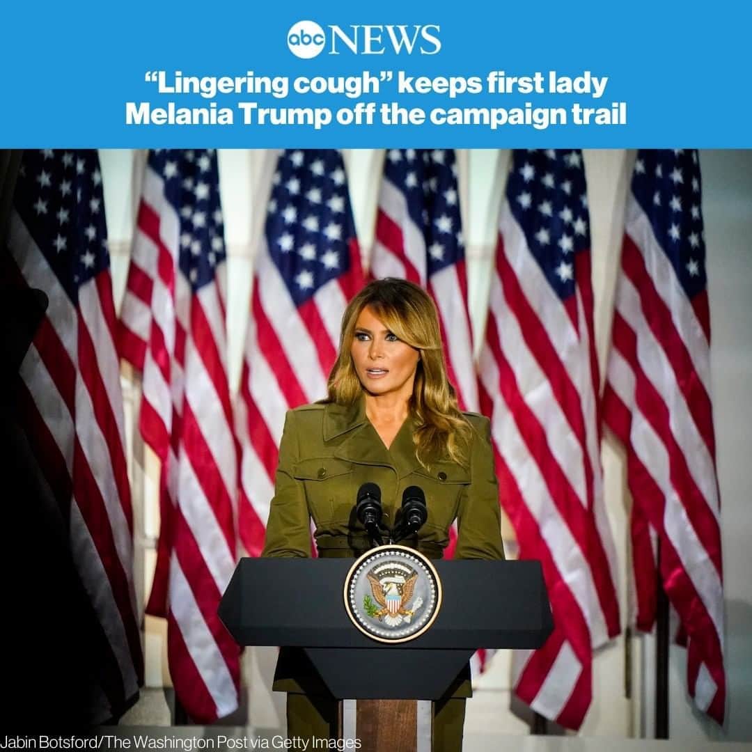 ABC Newsさんのインスタグラム写真 - (ABC NewsInstagram)「First lady Melania Trump's office announced she would not travel with Pres. Trump to Pennsylvania on Tuesday, with a spokesperson citing a "lingering cough" as she recovers from COVID-19. The event would have been her first rally appearance in over a year. MORE AT LINK IN BIO.」10月21日 6時41分 - abcnews