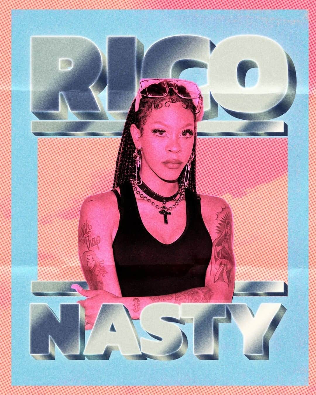 のインスタグラム：「Because everyone needs a permanent reminder to listen to @riconasty during #WomenInRap week 😏 🎨: @katiatemkin • #MTVxKatiaTemkin」
