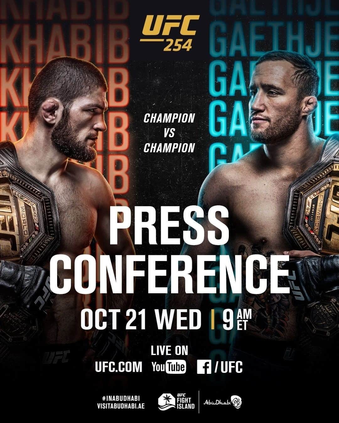 UFCさんのインスタグラム写真 - (UFCInstagram)「Don't miss this! Khabib & Gaethje go face-to-face for the first time during fight week 🏆  [ #UFC254  #InAbuDhabi  @VisitAbuDhabi ]」10月21日 7時03分 - ufc