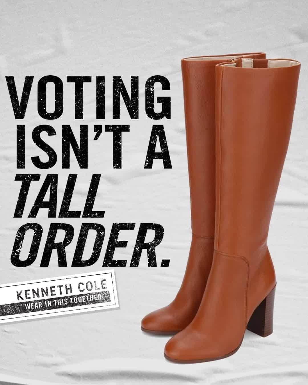 ケネスコールのインスタグラム：「Don’t just walk to the polls, proudly strut there in a new pair of boots, knowing your vote counts. #NewHeights #RaiseOurGame #FallStyle  When you shop at KennethCole.com, we donate to THE MENTAL HEALTH COALITION –a life-changing movement working to destigmatize all mental health conditions by unifying our partners’ efforts, including those focused on the emotional well-being of Black communities. Info link in bio.」