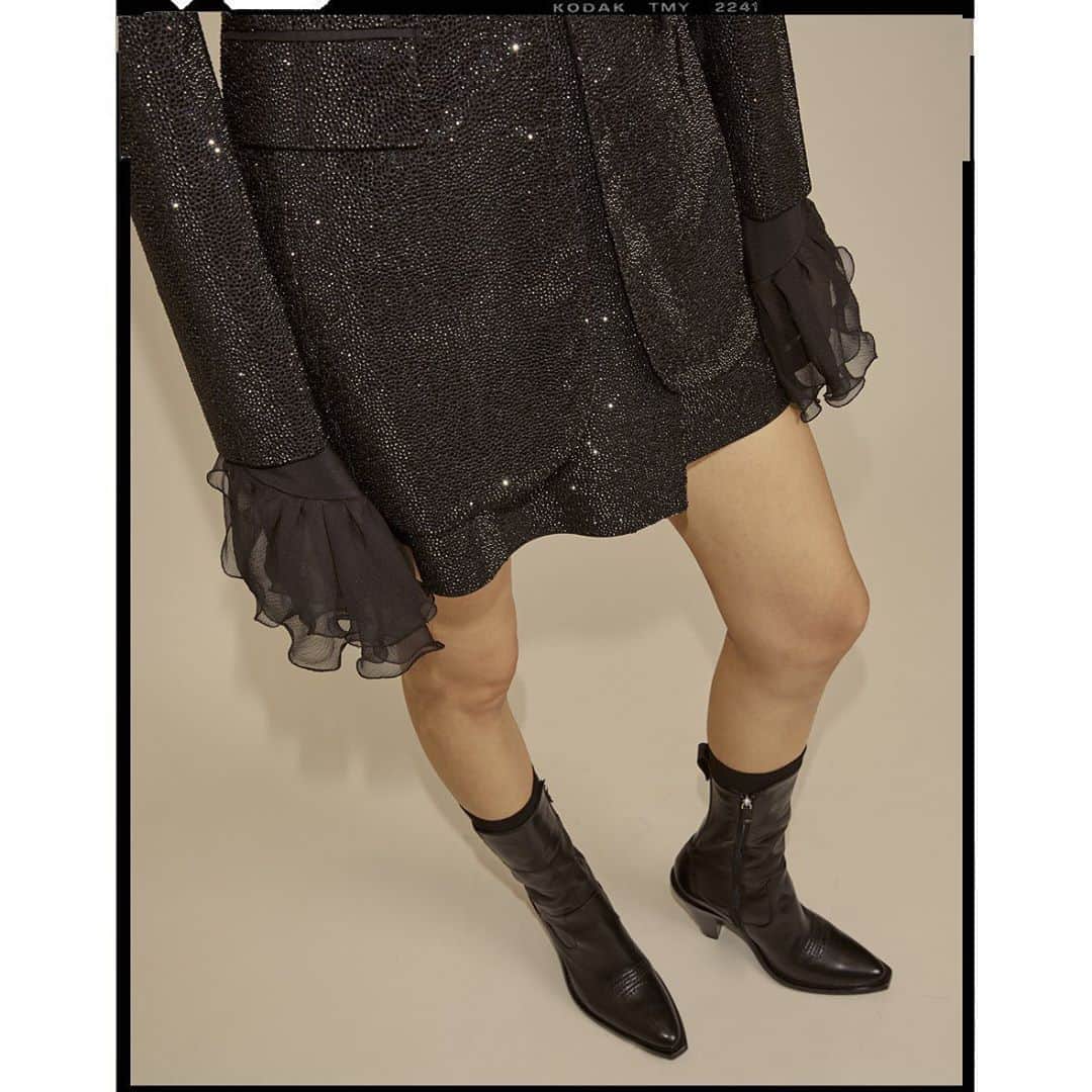のインスタグラム：「Stand out with a sparkly crystal jacket matched to skirt and adorned by rouches from #FW2021 collection. . . . #ErmannoScervino #FW2021」