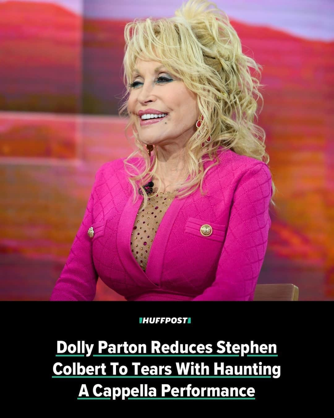 Huffington Postさんのインスタグラム写真 - (Huffington PostInstagram)「Stephen Colbert struggled to keep it together as country music legend Dolly Parton broke into song during Tuesday night’s “Late Show.” ⁠ ⁠ Parton delivered an a cappella rendition of “Bury Me Beneath The Willow” that had Colbert reaching for the tissues. ⁠ ⁠ “Are you crying?” she asked in the midst of the song, before delivering another verse, then stopping to let Colbert compose himself. “I’d better hush before you cry yourself to death and can’t finish your show.”⁠ ⁠ Thrown off by his own reaction, Colbert laughed as he cried.⁠ ⁠ “Like a lot of Americans, I’m under a lot of stress right now, Dolly,” Colbert said through both the laughs and the tears. “You got under my tripwire right there, I’ll tell you right there, that was pretty beautiful.” ⁠ ⁠ After he gathered his wits, Colbert said: “Isn’t it funny that sometimes there’s nothing happier than crying?”⁠ ⁠ “It cleanses your soul,” Parton said. “I think water is good to wash it out, that’s what tears are for.”⁠ ⁠ Watch the moment at our link in bio. // 📷 Getty Images」10月21日 22時32分 - huffpost