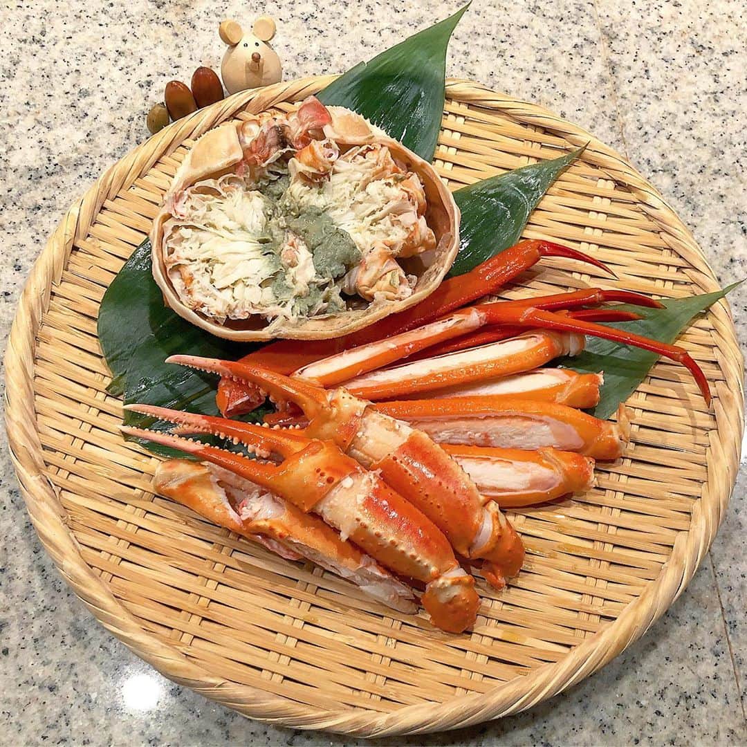 榊山敬代のインスタグラム：「🦀🍁"… ・ 先週のおうちごはんの記録にて  チョキチョキカニパーティーの巻🦀  この日は富山県フェアにて 立派な蟹さんと目が合って まよわず連れてかえるの巻  食べやすくカットされていたのも ありがたやと買いたくなりました  この度の蟹さまは冷凍しないで すぐにボイルされた鮮度でして  今日中にすぐ召し上がってくださいね とお店のおばちゃんの人柄もステキで 清々しく蟹さまを受け取ったのでした  この日も開店時間にゆきましたから 蟹さまもいろいろ選べてお得な気分  ところで今年の夏は笹の葉が マイブームで冷蔵庫に保存を 常にしていたわけですけれど  期限が過ぎても鮮度が保たれたまま 使えることがわかりまして発見の時  真空パックになっていたので 一枚用いたらすぐに袋の口を 空気抜きながら密閉しますと 鮮度に問題なく長持ちでした  この日は蟹さんの赤色の 引き立て役に笹の葉さん  大活躍👏  それにしましても こんなにも美しく さばけませんので  惚れ惚れと記念撮影なり さて北の国の味覚の旅へ  つづく…  🍁… #食欲の秋　… ・ ・　 ・ #おうちごはん 工夫 #おうち大好き #enjoyhome ・  ・  ・ #🦀 #秋 #Autumn #食欲の秋  #ご馳走 #富山県 #夕食 #夜食 #dinner #おうちごはん  #蟹 #カニ #ズワイガニ #ずわい蟹 #crab #おつまみ #healthy #food #seafood #antipasto #artist #kitchen #cooking  #日本画家 の #お料理こんなもん」