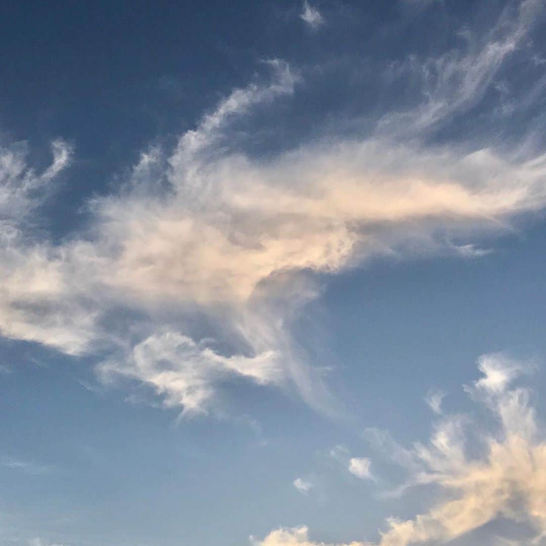 土屋眞弓のインスタグラム：「幻想的✨✨✨ 龍🐉  #今空 #雲 #三日月」