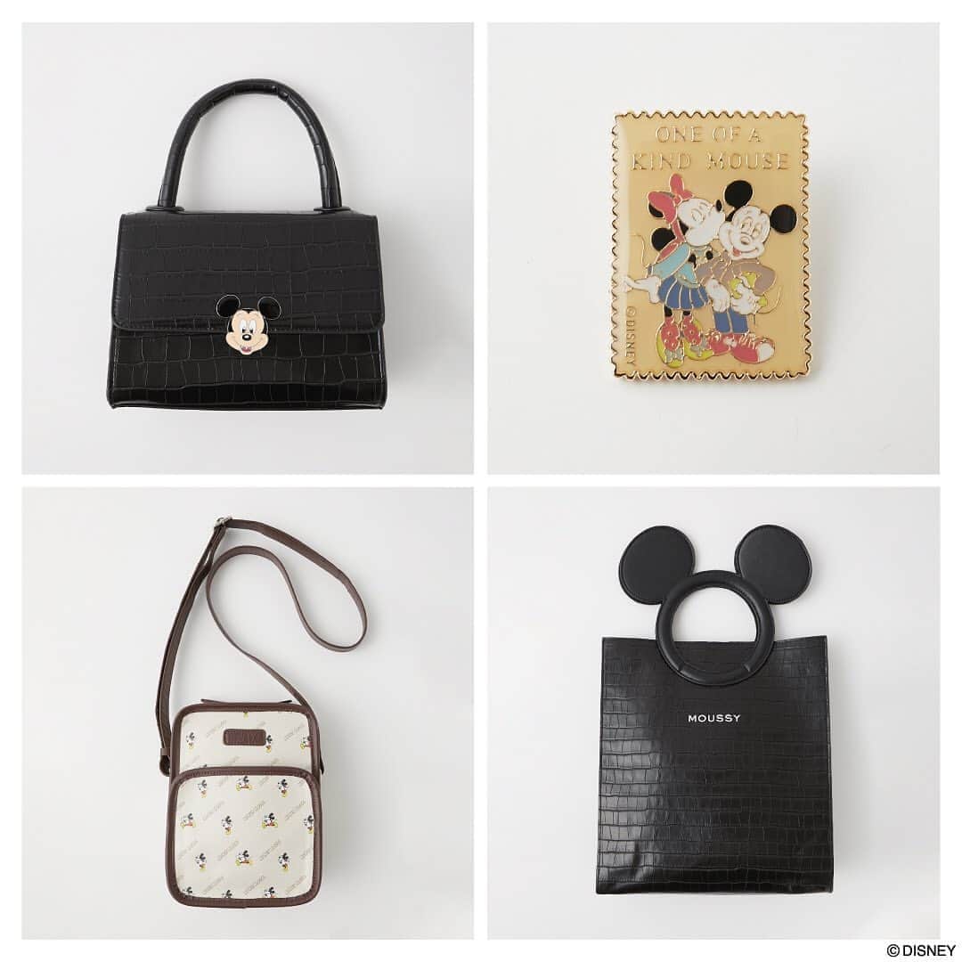 のインスタグラム：「Disney SERIES CREATED by MOUSSY 15th Collection. Now on sale. --------------------------------------------- 2020 WINTER COLLECTIONでは引き続き 70s〜80sのヴィンテージテイストと90sストリートテイストをベースに、レトロでノスタルジックなデザインを展開。 ㅤㅤㅤㅤㅤㅤㅤ ここでしか手に入らない魅力的なアイテムをラインナップしました。 ㅤㅤㅤㅤㅤㅤㅤ MICKEY MOUSEを愛する人たちが 素敵に見えるように。 ㅤㅤㅤㅤㅤㅤㅤㅤㅤㅤ いつまでも いくつになっても とまどうことなく ずっと着続けられる洋服。 ここで出会える特別な MICKEY MOUSEアイテムをMOUSSYは提案します。 --------------------------------------------- ・MD MICKEY FLAP BAG(010DAT51-5080) ・MD STAMP PINS(010DAY50-5060) ・MD MICKEY PATTERN BAG(010DAQ51-5160) ・MD MICKEY HANDLE BAG(010DAT51-5120) ・MD MICKEY PATCH WALLET(010DAT51-5110) --------------------------------------------- 2020.10.21 wed Release✨ SHEL'TTER WEB STORE・The SHEL'TTER TOKYO表参道原宿店にて限定発売中！ ※一部の商品は、SHEL'TTER WEB STORE限定でオーダーが既定数に達した場合に発売が決定するスペシャルアイテムとなっております。 (※一部商品はMOUSSYルミネエスト新宿店でもお取り扱いいたします。) #MOUSSY #DisneySERIESCREATEDbyMOUSSY #MOUSSY_Disney #MICKEYMOUSE」