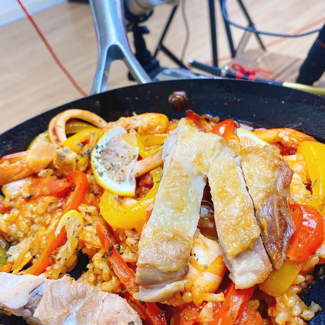 蛇足のインスタグラム：「食べかけのパエリア風リゾット風パエリア」