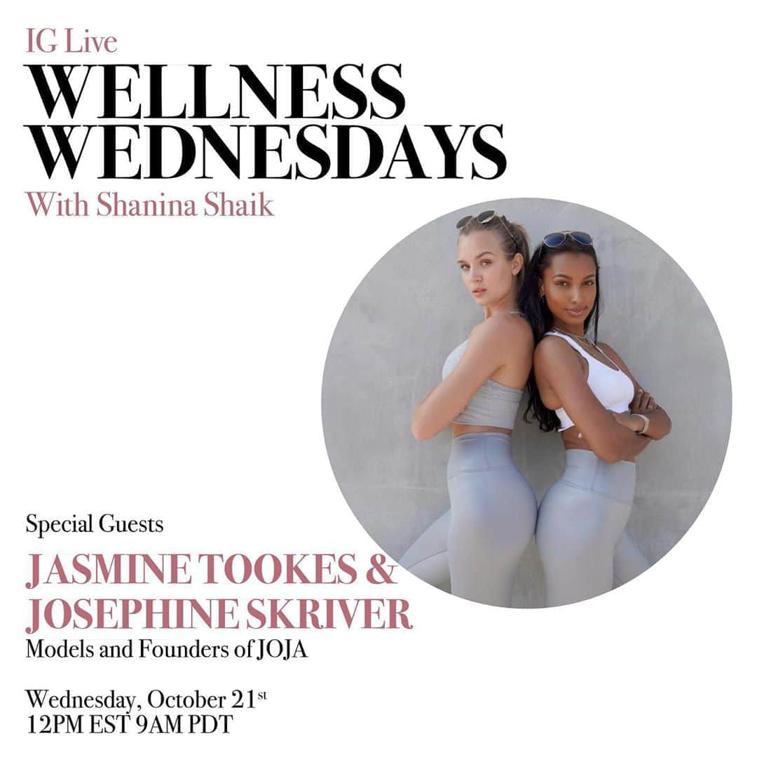 シャニーナ・シャイクのインスタグラム：「Make sure to tune in on my IG live for Wellness Wednesdays with @joja / @jastookes + @josephineskriver !! Discussing how to embody the JOJA / healthy lifestyle. Food, workout, beauty & mental health 💪🏽」
