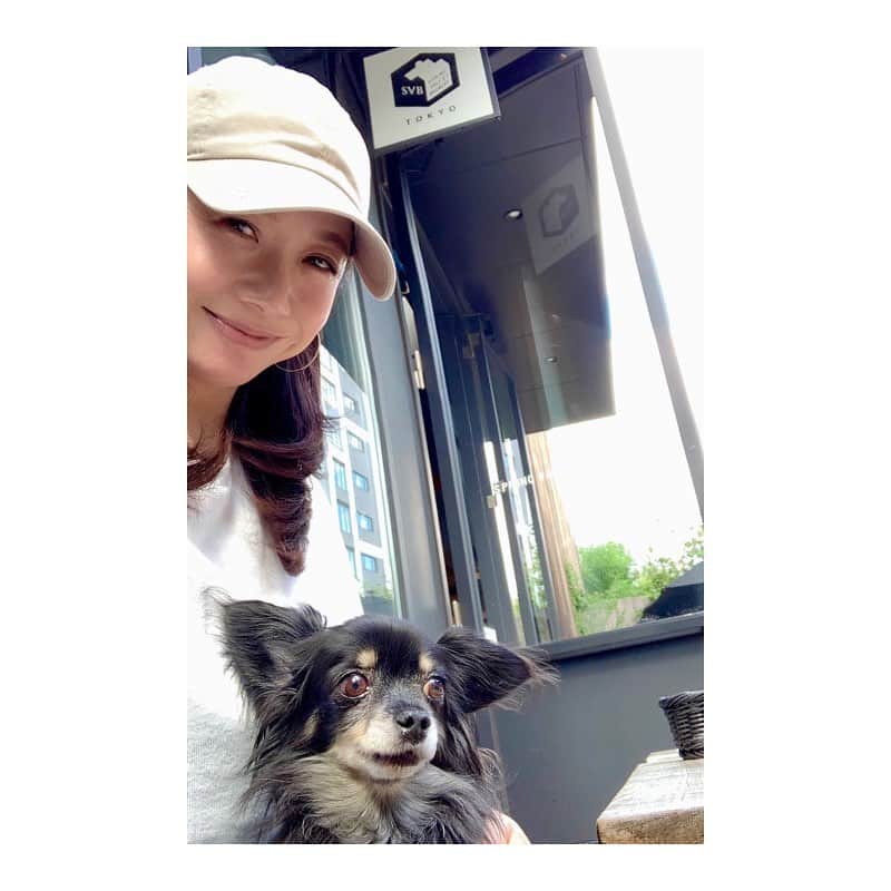 市橋有里のインスタグラム：「テラスご飯☻ あちーっ💦てなったけど、 この季節のお外ご飯は気持ち良い ・ #おそとごはん  #テラスごはん #dogstagram  #doglover #beerlover」