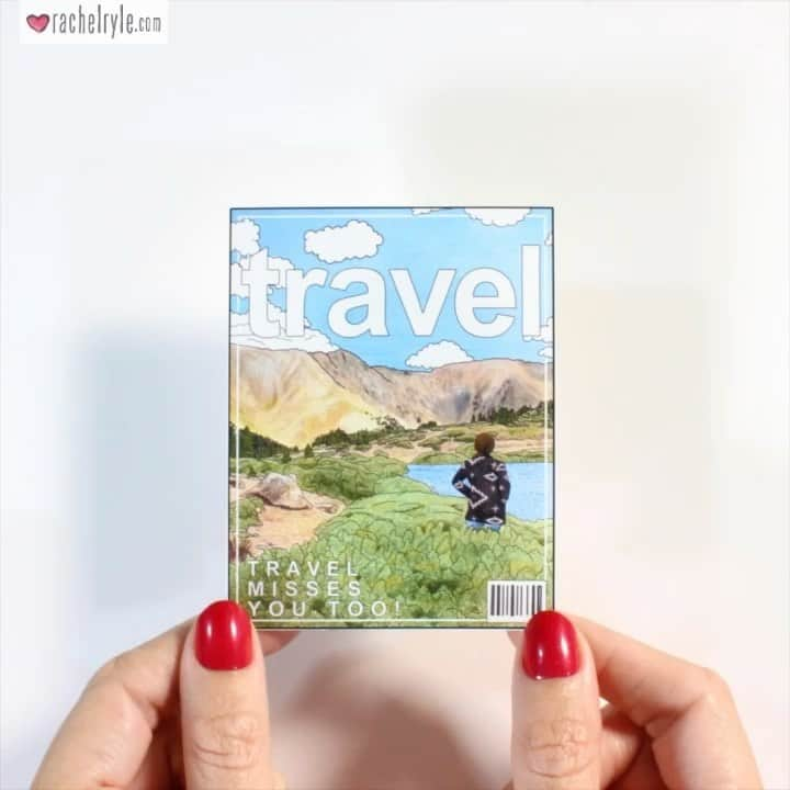 Rachel Ryleのインスタグラム：「Travel misses you, too! Let this piece I made in partnership with @Expedia inspire you to start dreaming up your next trip! Who else wants to add some adventure back in their lives? This year we have all been limited in our ability to travel, but it’s time to let our minds wander & wonder what’s ahead! Where are you dream of going next? Personally I would like to go far...far away, so for now I’m happily stuck in a daydream with Expedia. Tea & biscuits in London? Croissants in France? Wine in Italy? Chocolate anywhere? Yes to all of it! #ImagineWithExpedia @ExpediaUK #travel #art #drawing #stopmotion」