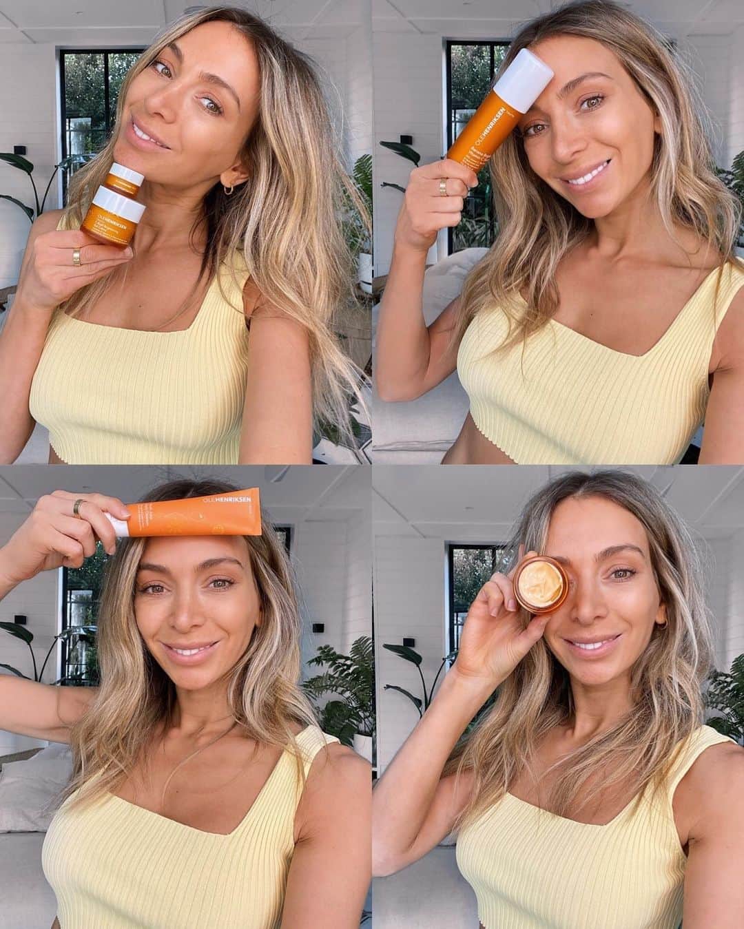 のインスタグラム：「"Just a little excitement for the launch of olehenriksen 2020 ‘happy juice’ set! It’s the perfect gift idea, or to keep for you if you have been wanting to try all these cult #oleglow products, you can now get them all at a price saving pack" - @nadiabartel - Boost your skin’s mood with Happy Juice featuring our iconic illuminating favorites: 🍊 2.0 oz Truth Juice Daily Cleanser 🍊 1.0 oz Banana Bright Vitamin C Serum (Full-size!) 🍊 1.2 oz C-Rush Brightening Gel Crème 🍊 0.25 oz Banana Bright Eye Crème This set delivers an Ole Glow for only $69 ($126 value) 😱 Who's adding to cart ASAP?」