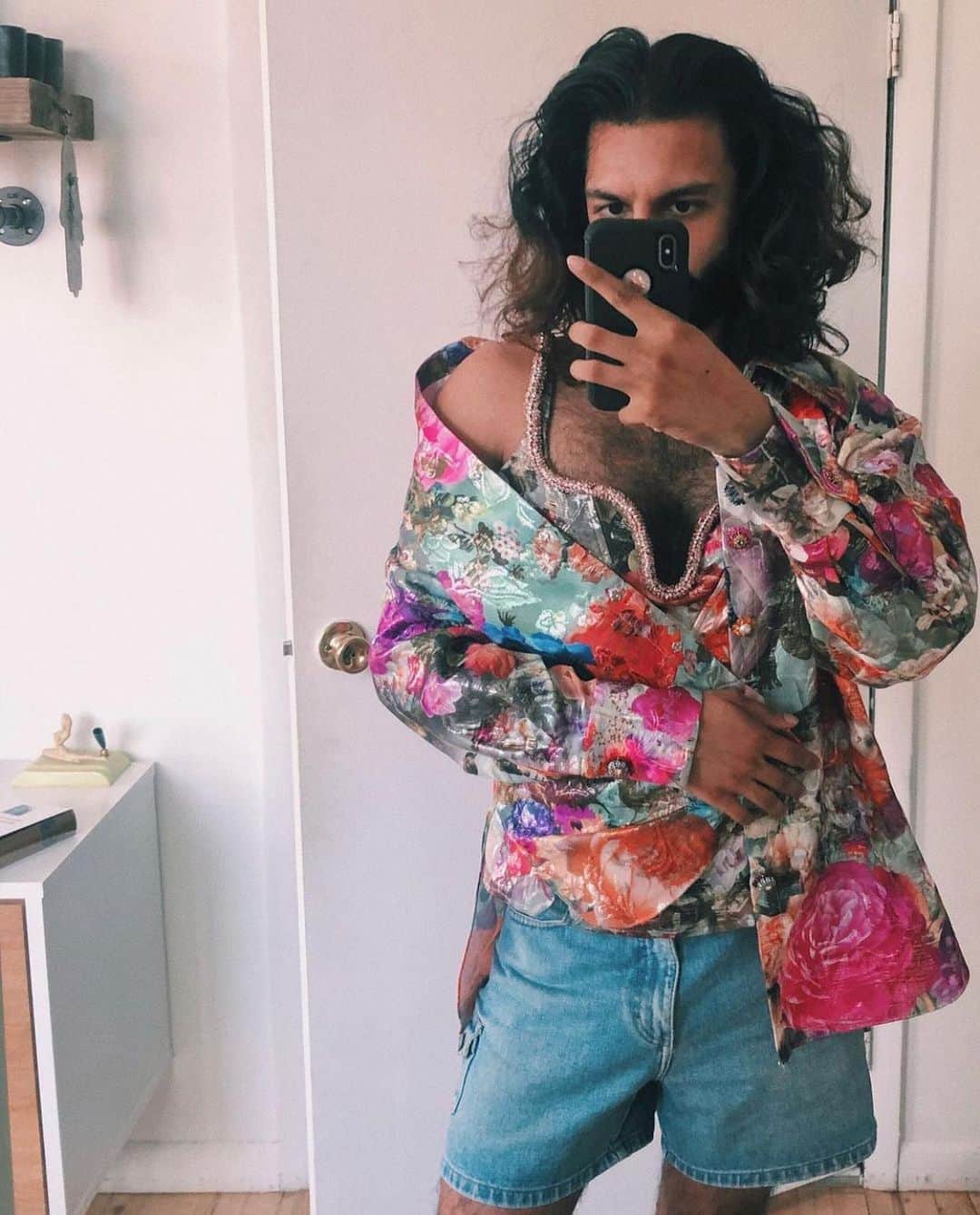 のインスタグラム：「The stylist knows best... our collaborator @encoreankur testing looks before shooting Fall 2020 ✨ Tap to shop surrealist floral pieces from the collection!」