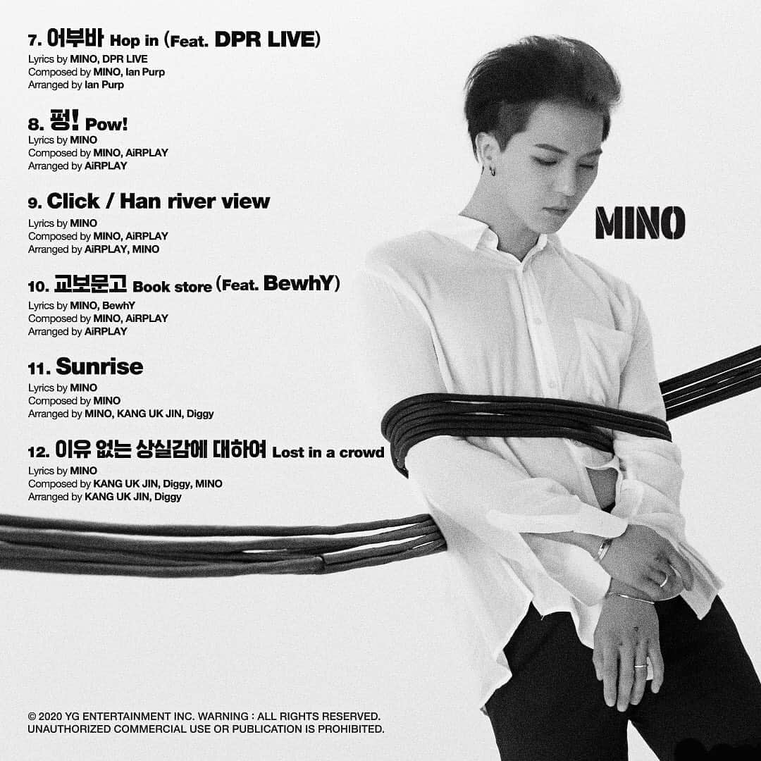 WINNERさんのインスタグラム写真 - (WINNERInstagram)「[🎬 TAKE 🎬] TRACKLIST POSTER ⠀ #MINO #송민호 #WINNER #위너 #2ndFULLALBUM #TAKE #MINO_TAKE #MINO_Runaway #TRACKLIST #TITLE #도망가 #Runaway #Loveandaboy #Okman #Wa #하고싶어 #Daylight #어부바 #펑 #Click_Hanriverview #교보문고 #Sunrise #이유없는상실감에대하여 #ONLINERELEASE #20201030_6PM #OFFLINERELEASE #20201104 #YG」10月22日 9時00分 - winnercity