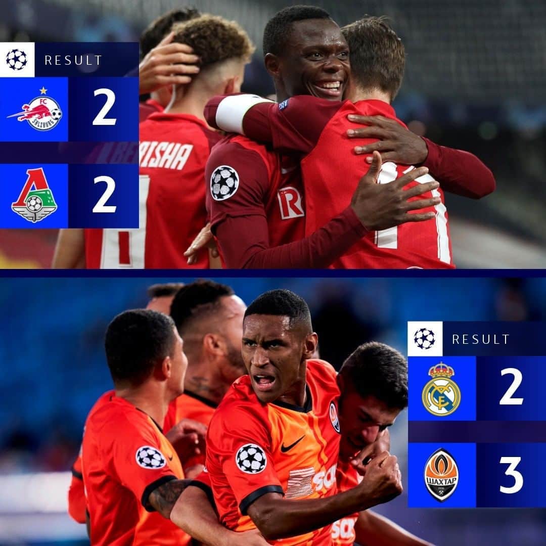 UEFAチャンピオンズリーグさんのインスタグラム写真 - (UEFAチャンピオンズリーグInstagram)「⏰ EARLY RESULTS ⏰ Who impressed most?   😱 Shockhtar! Real Madrid stunned by Shakhtar  😮 Lokomotiv Moskva claim draw in Salzburg  #UCL」10月22日 4時00分 - championsleague